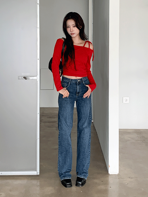ウォッシングストレートビンテージデニムパンツ | レディース