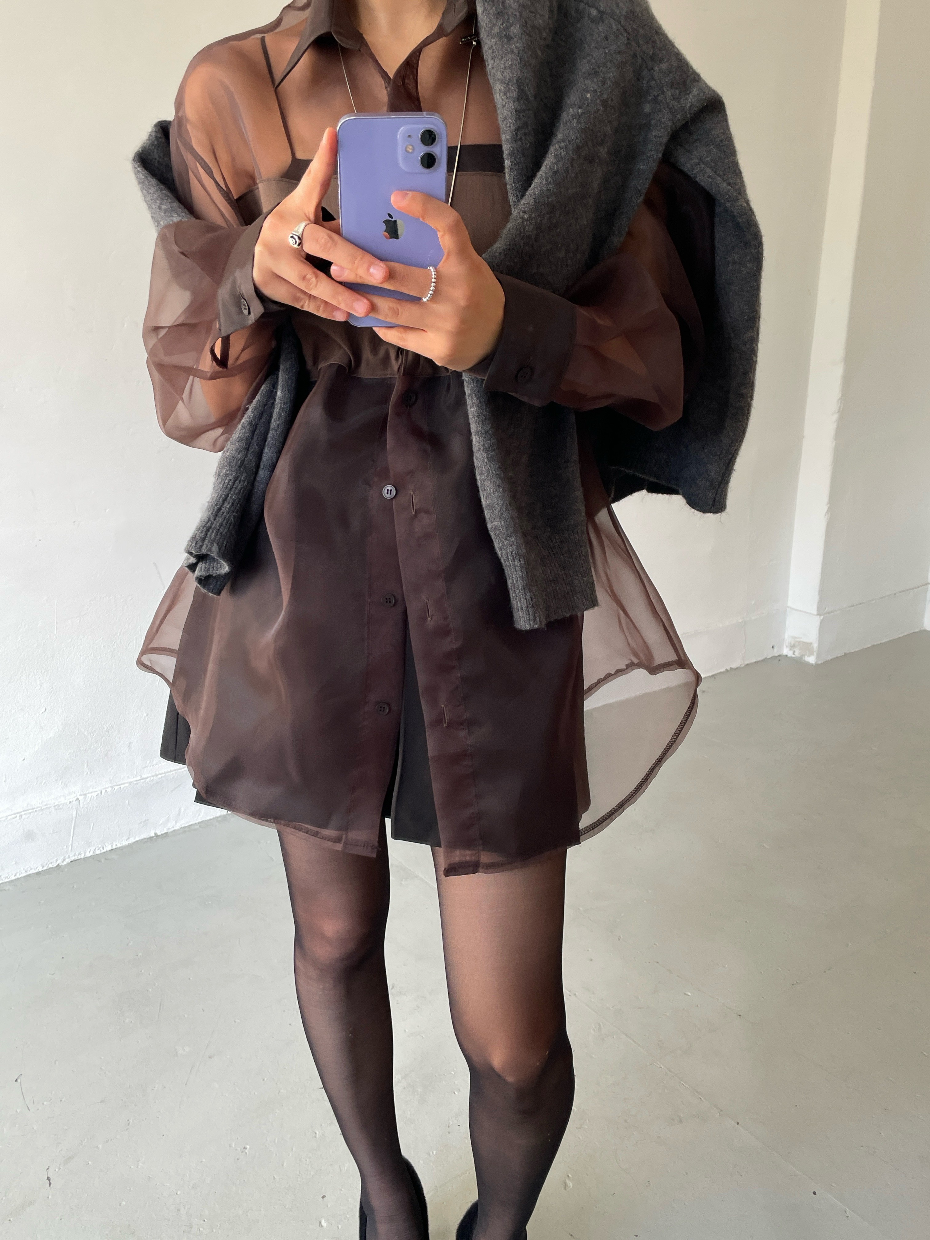 オーガンジーシースルーカラーロングバックリボンシャツ | 詳細画像7