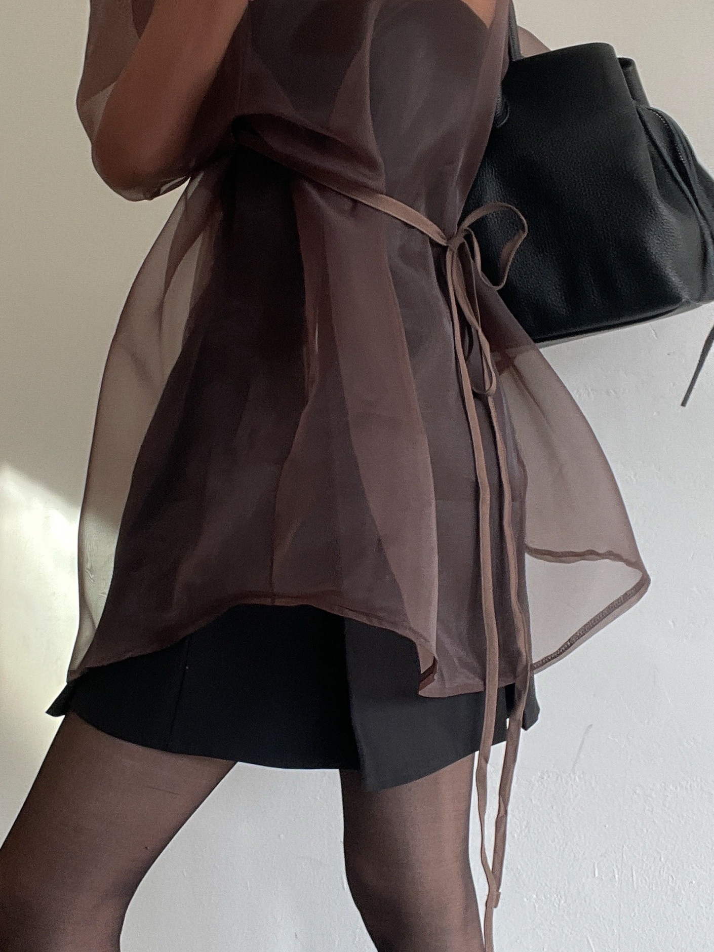 オーガンジーシースルーカラーロングバックリボンシャツ | 詳細画像3