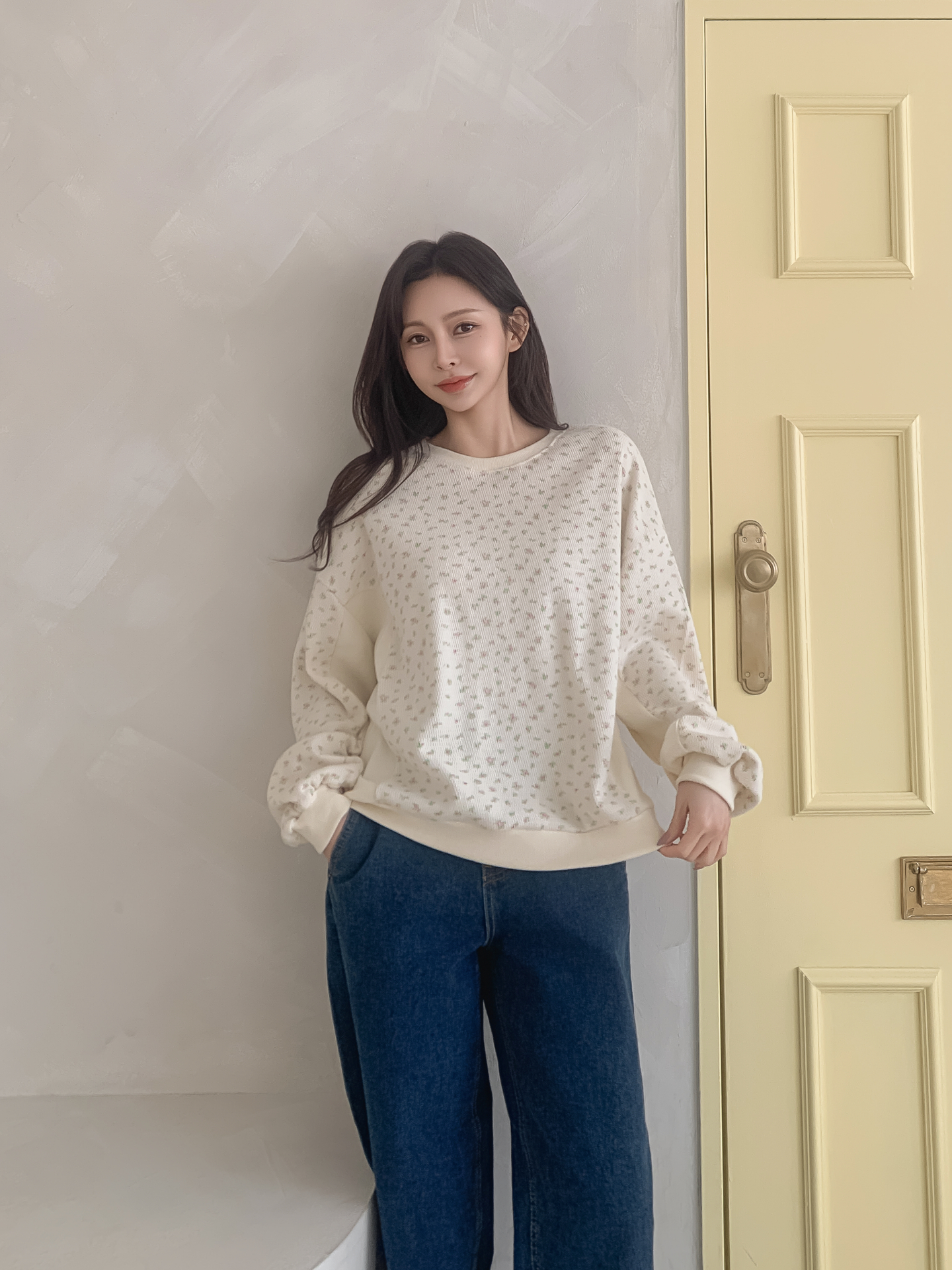 ラウンドネック小花柄スウェット | 詳細画像4