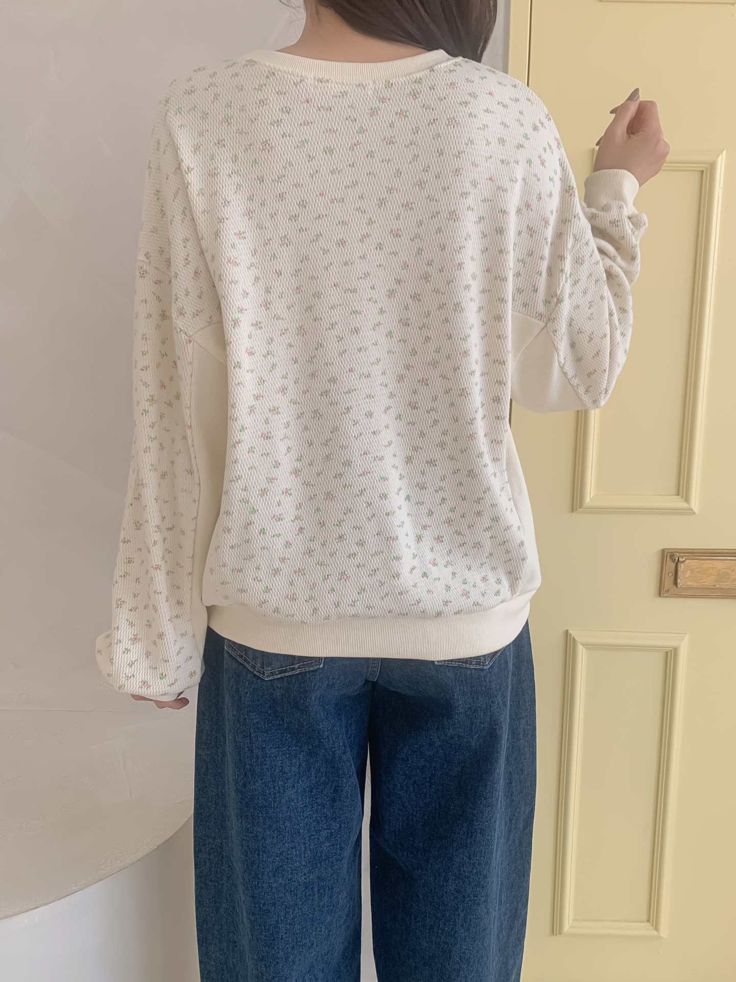 ラウンドネック小花柄スウェット | 詳細画像5