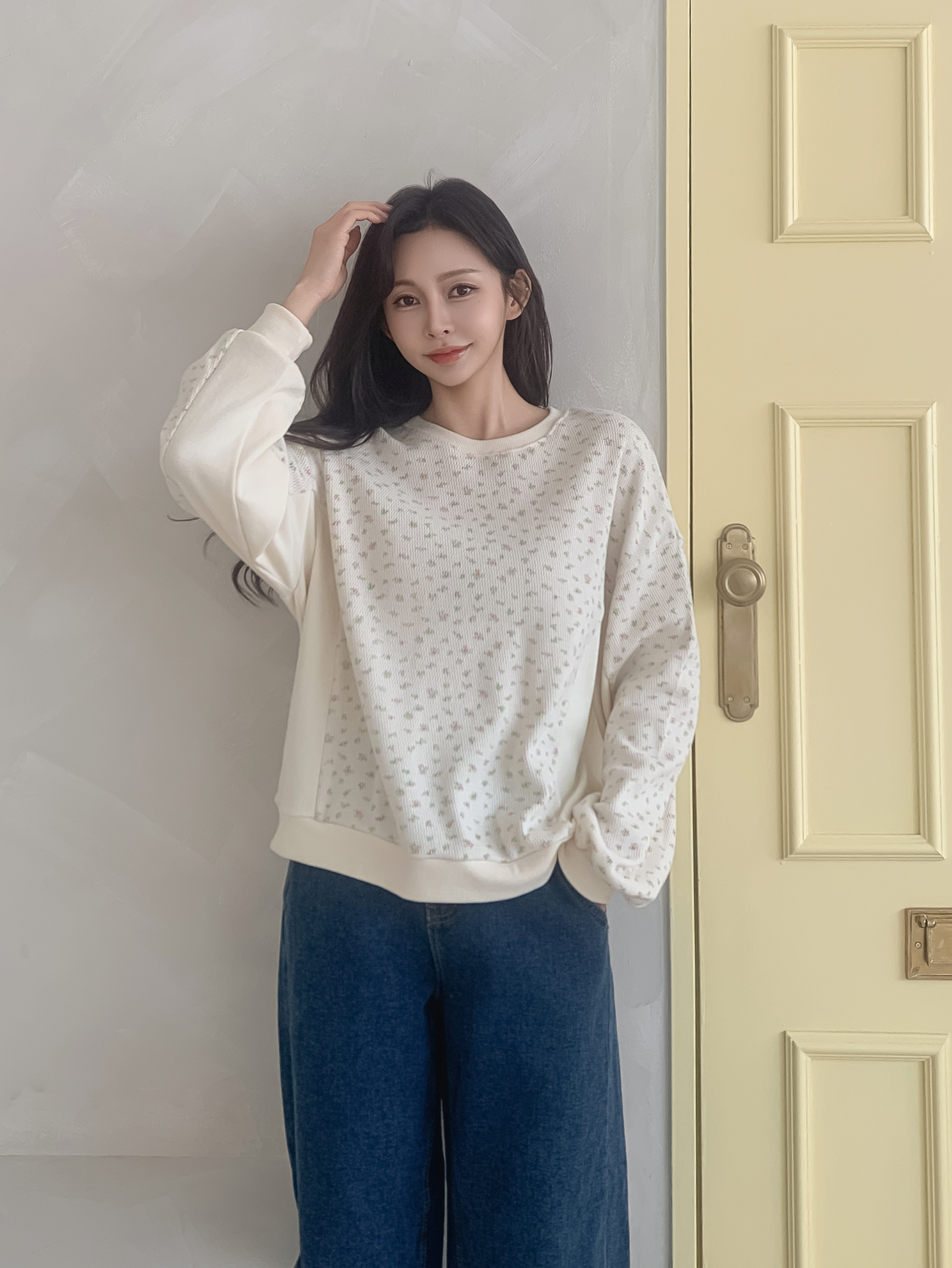 ラウンドネック小花柄スウェット | 詳細画像8