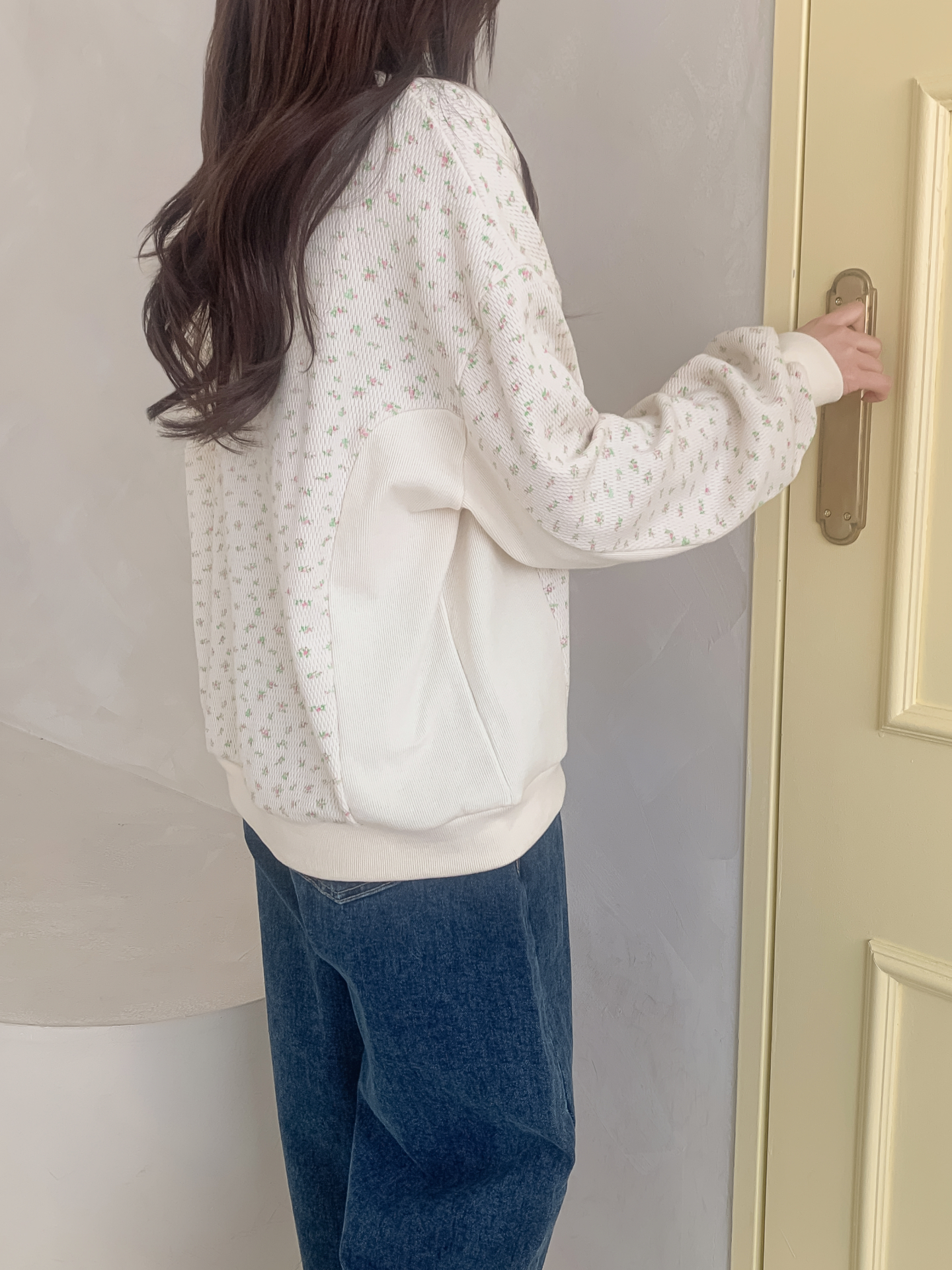 ラウンドネック小花柄スウェット | 詳細画像9