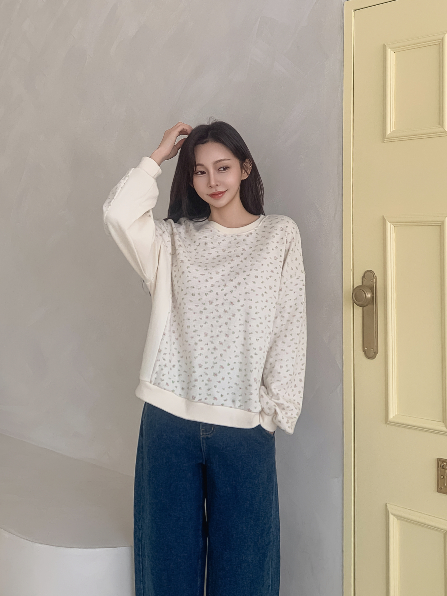 ラウンドネック小花柄スウェット | 詳細画像2