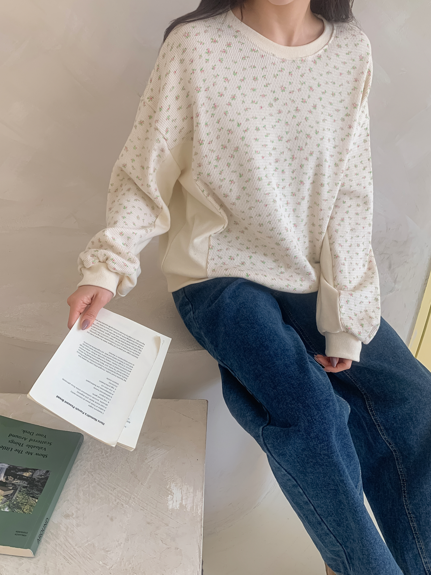 ラウンドネック小花柄スウェット | 詳細画像11