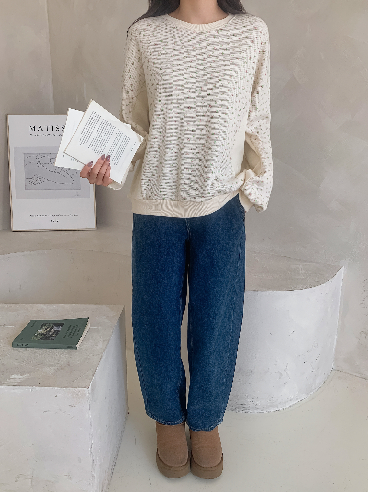 ラウンドネック小花柄スウェット | 詳細画像12