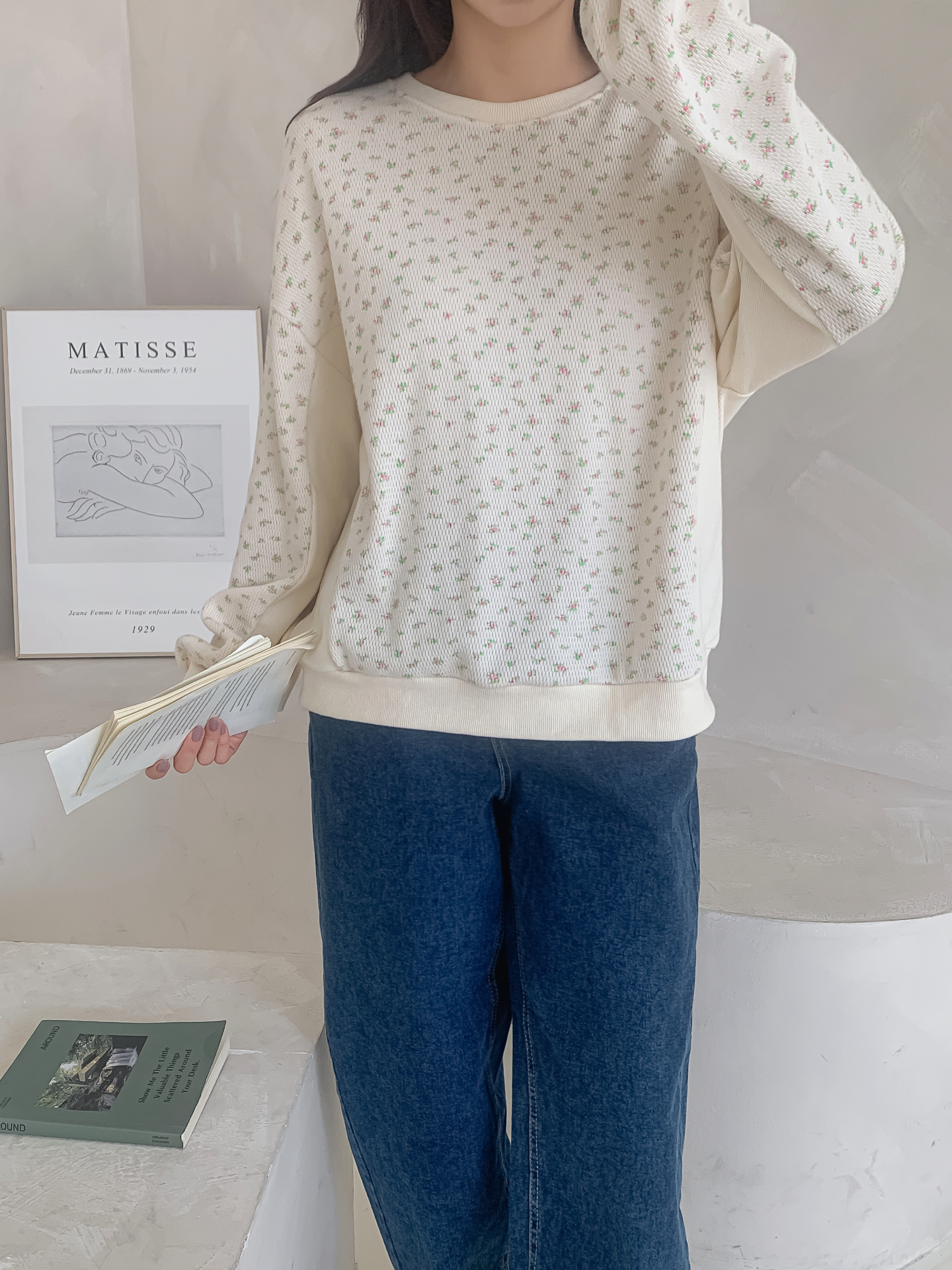 ラウンドネック小花柄スウェット | 詳細画像13