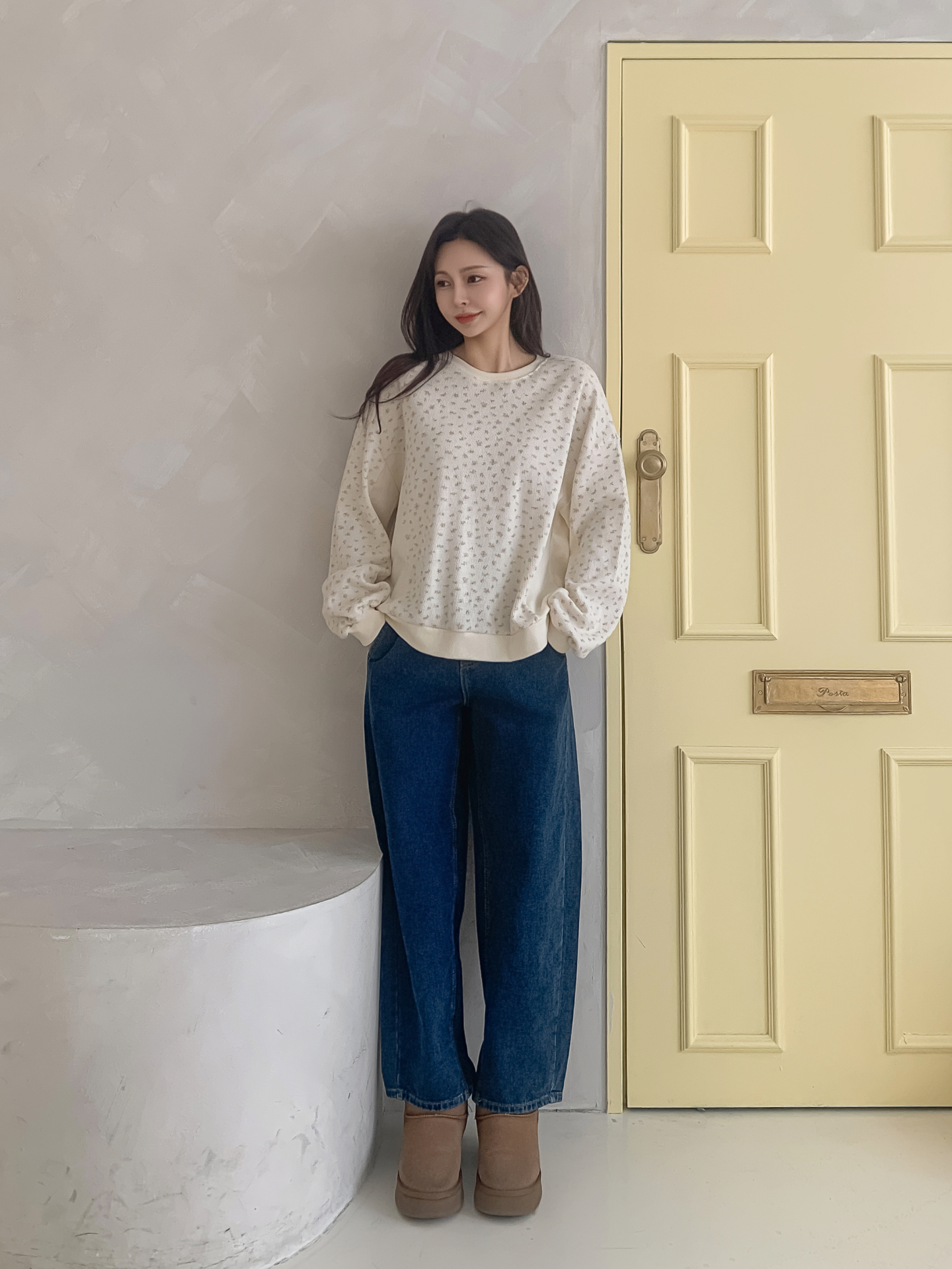 ラウンドネック小花柄スウェット | 詳細画像3