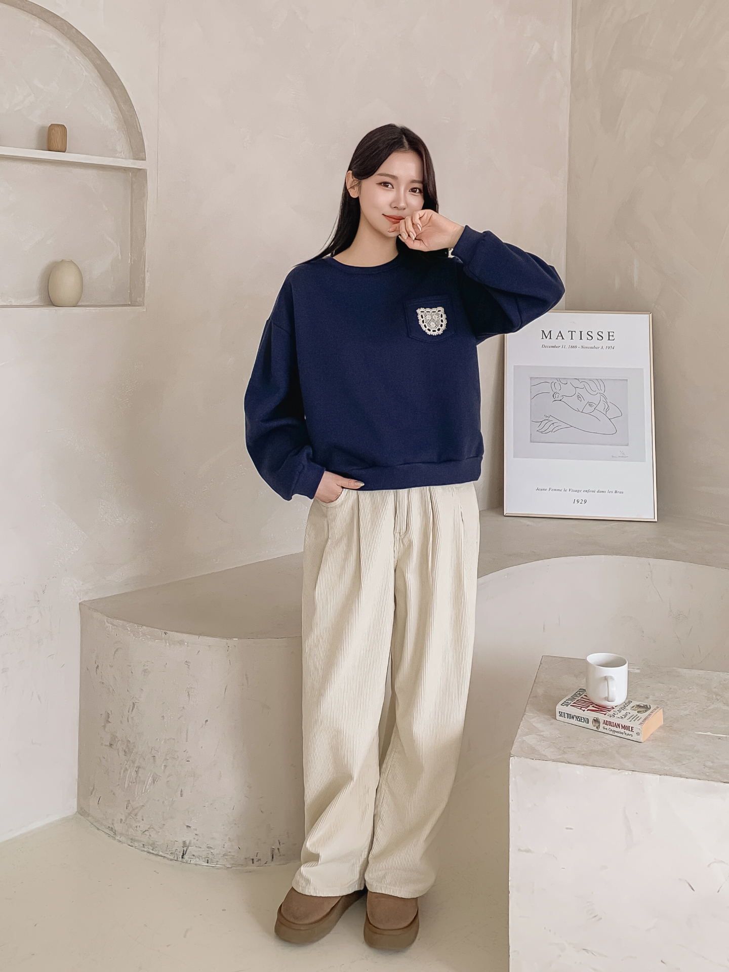 裏起毛ラウンドネックポケット刺繍スウェット | 詳細画像3