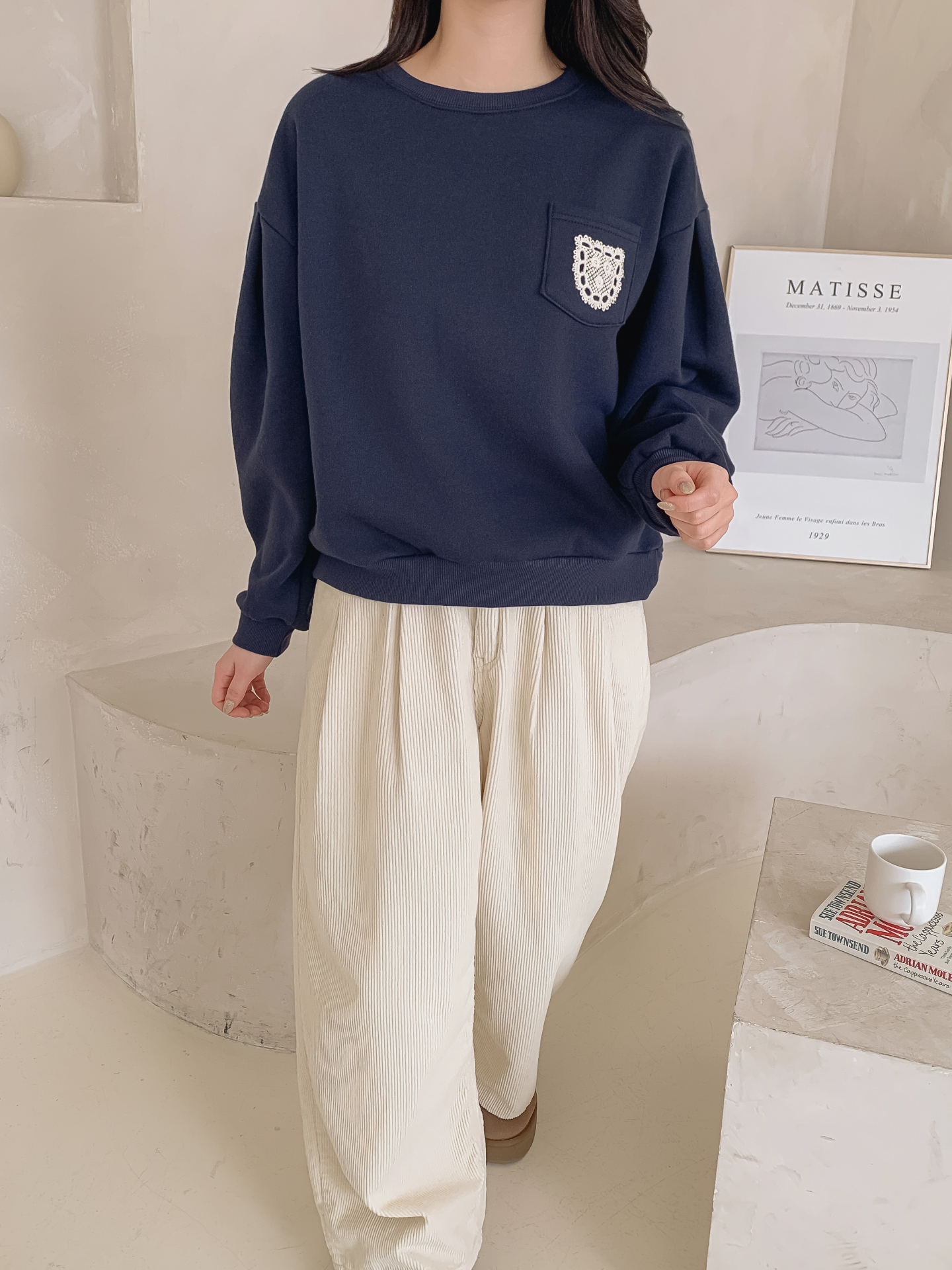 裏起毛ラウンドネックポケット刺繍スウェット | 詳細画像5