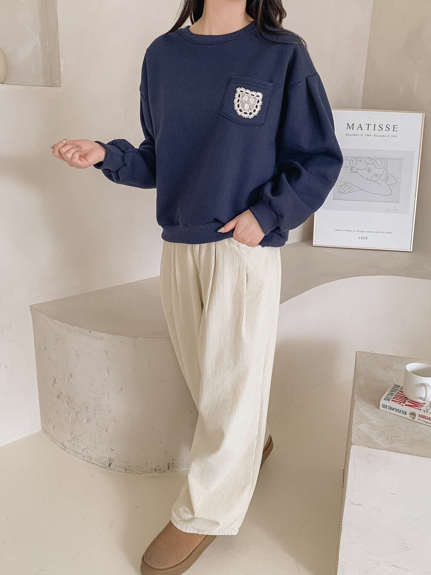 裏起毛ラウンドネックポケット刺繍スウェット | 詳細画像6