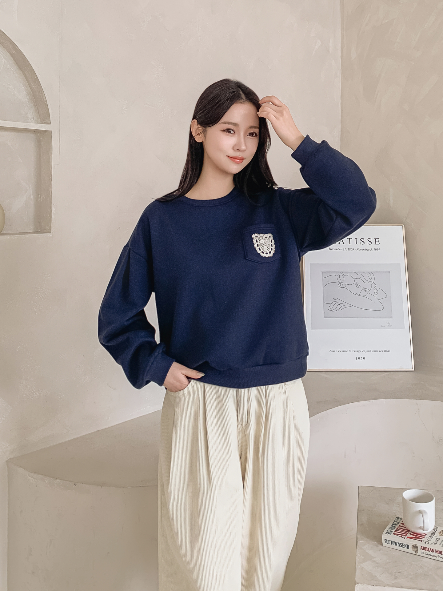 裏起毛ラウンドネックポケット刺繍スウェット | 詳細画像7