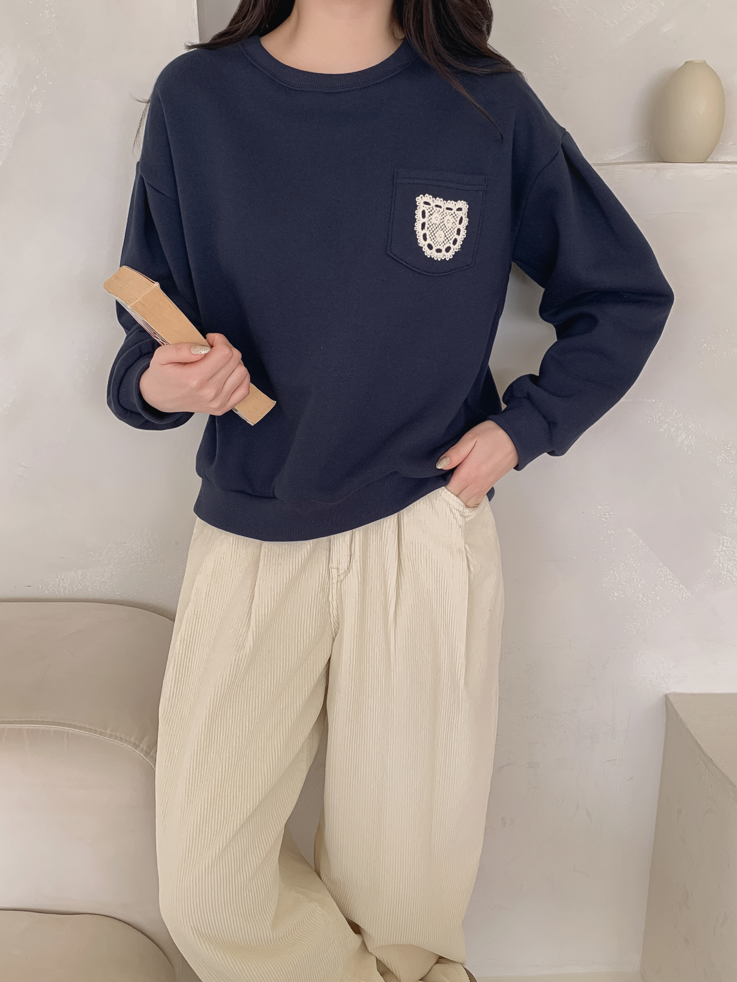 裏起毛ラウンドネックポケット刺繍スウェット | 詳細画像11