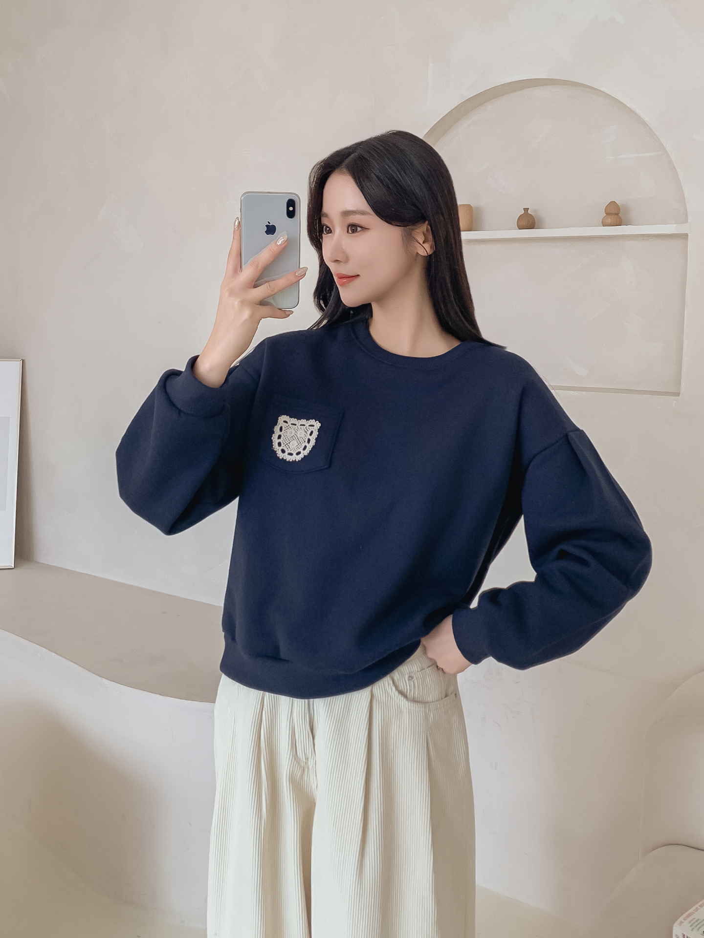 裏起毛ラウンドネックポケット刺繍スウェット | 詳細画像13