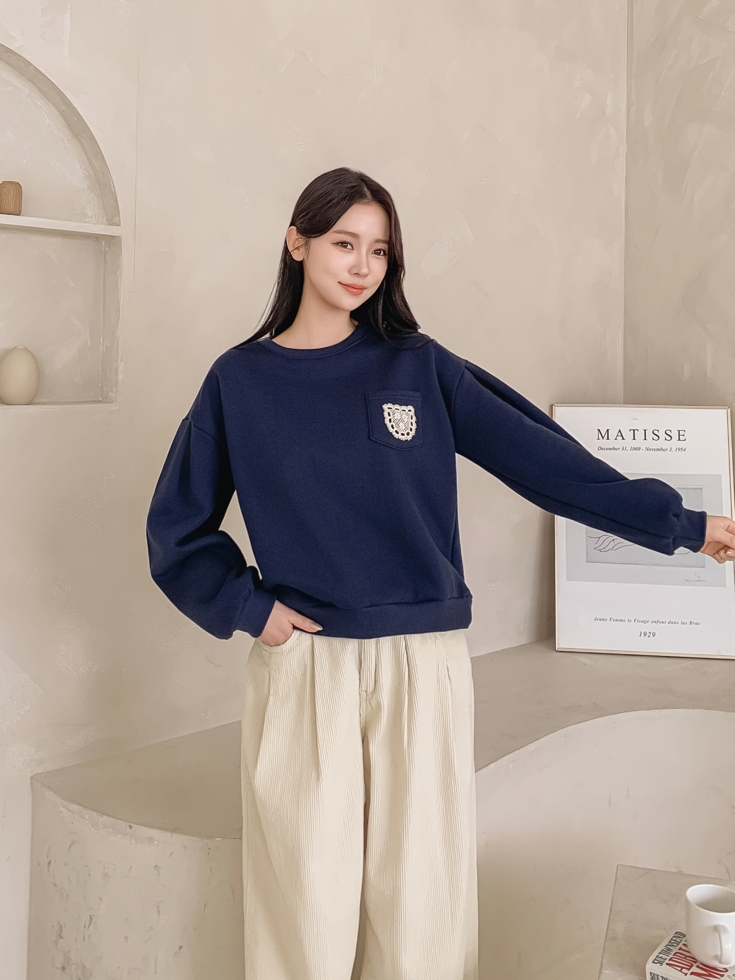 裏起毛ラウンドネックポケット刺繍スウェット | 詳細画像4