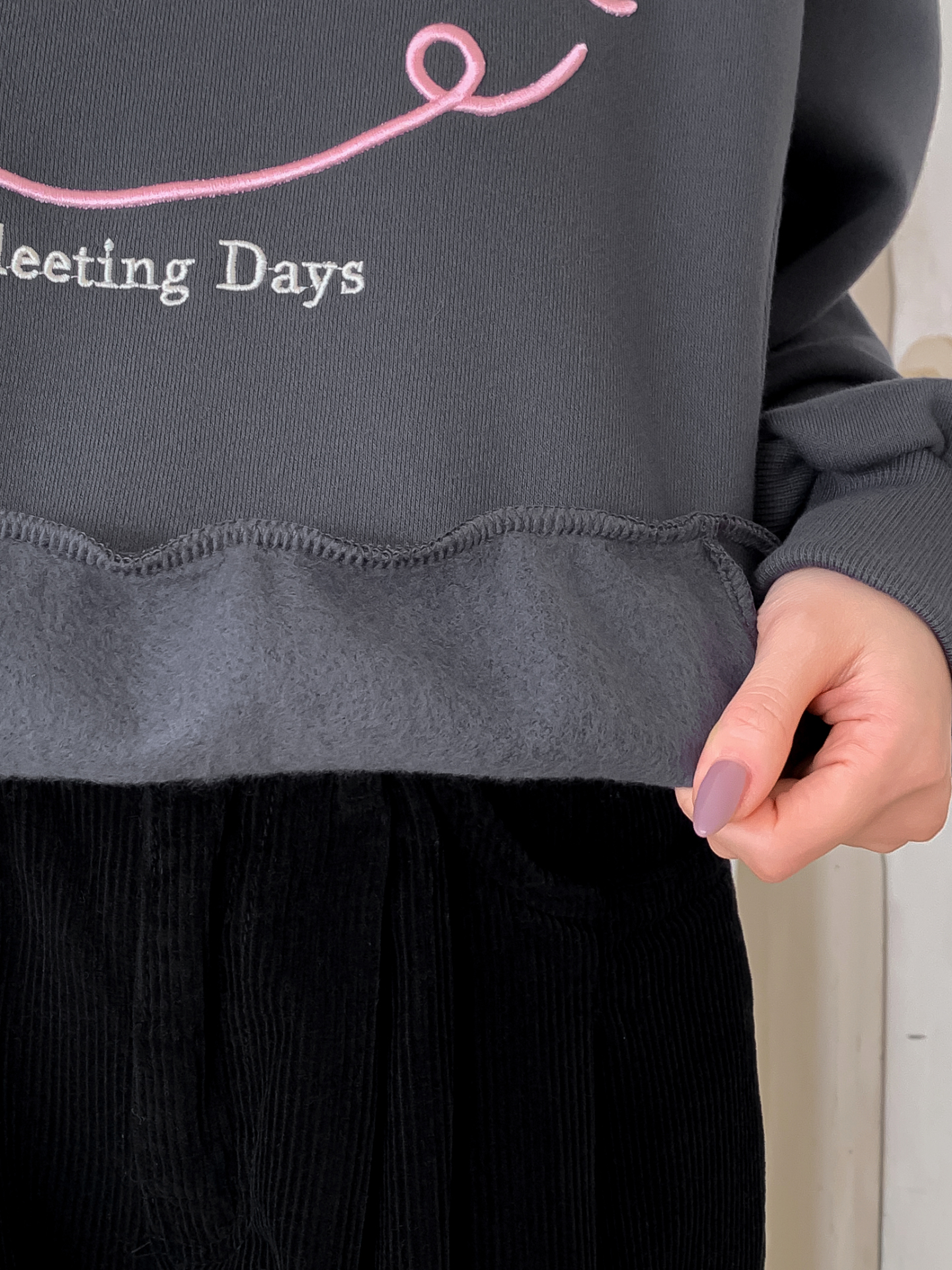 裏起毛ラウンドネックレタリング刺繍スウェット | 詳細画像13