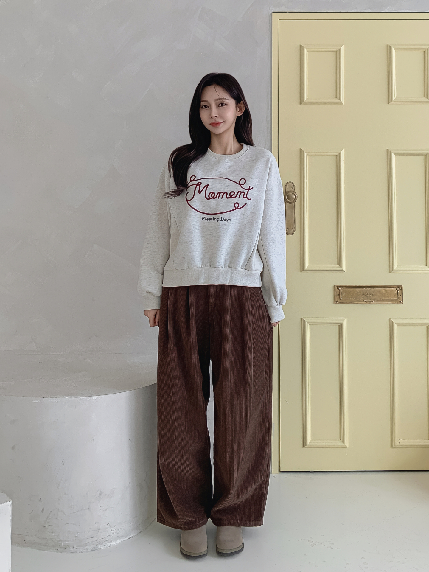 裏起毛ラウンドネックレタリング刺繍スウェット | 詳細画像17