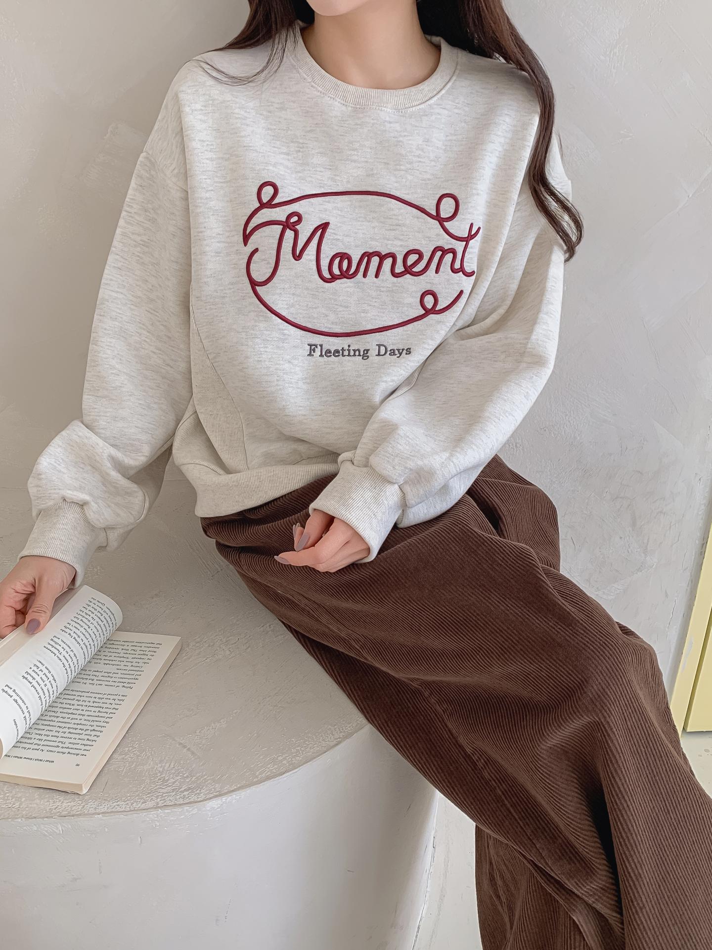 裏起毛ラウンドネックレタリング刺繍スウェット | 詳細画像27