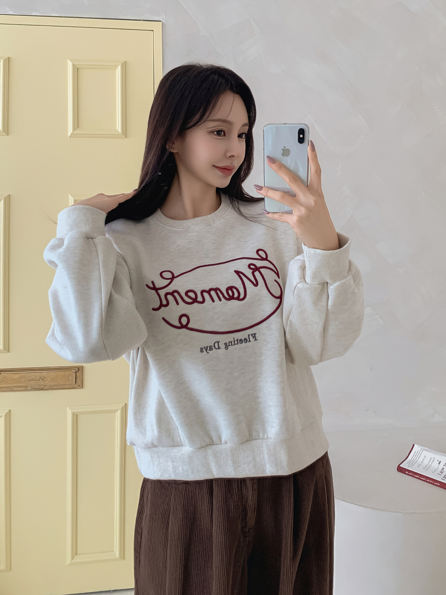 裏起毛ラウンドネックレタリング刺繍スウェット | 詳細画像30