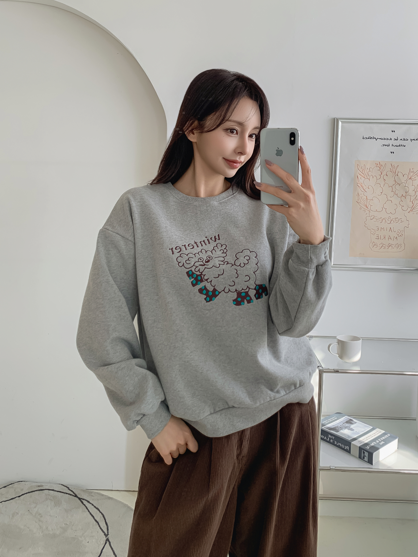 裏起毛ラウンドネック刺繍スウェット | 詳細画像3