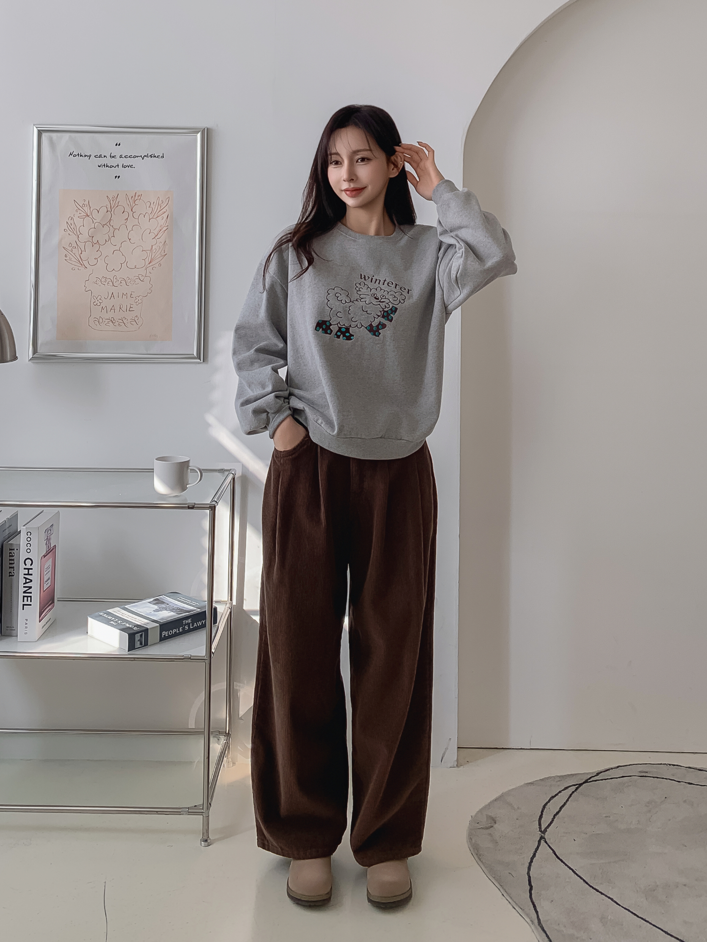 裏起毛ラウンドネック刺繍スウェット | 詳細画像5