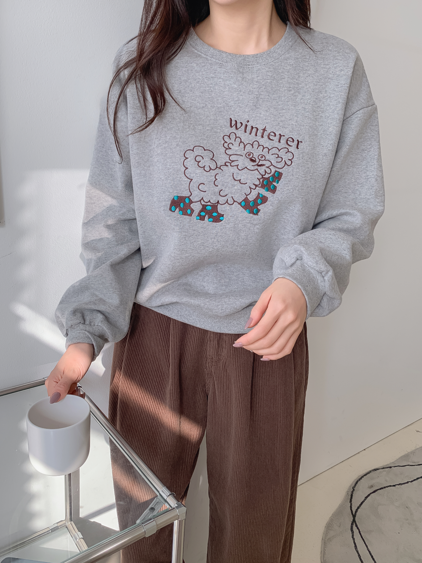 裏起毛ラウンドネック刺繍スウェット | 詳細画像6