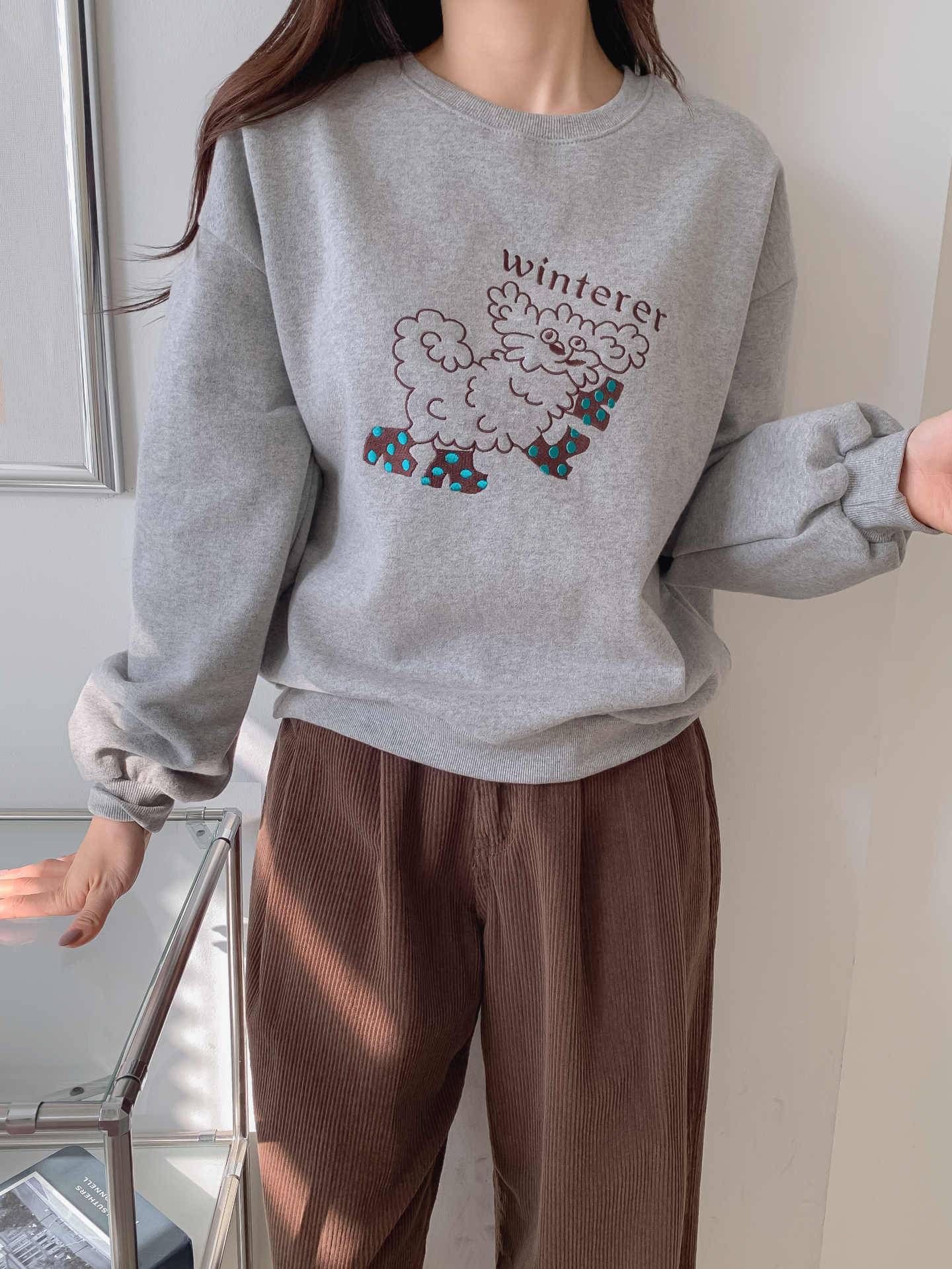 裏起毛ラウンドネック刺繍スウェット | 詳細画像8