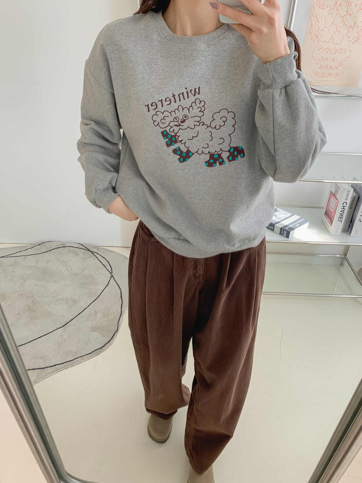 裏起毛ラウンドネック刺繍スウェット | 詳細画像2