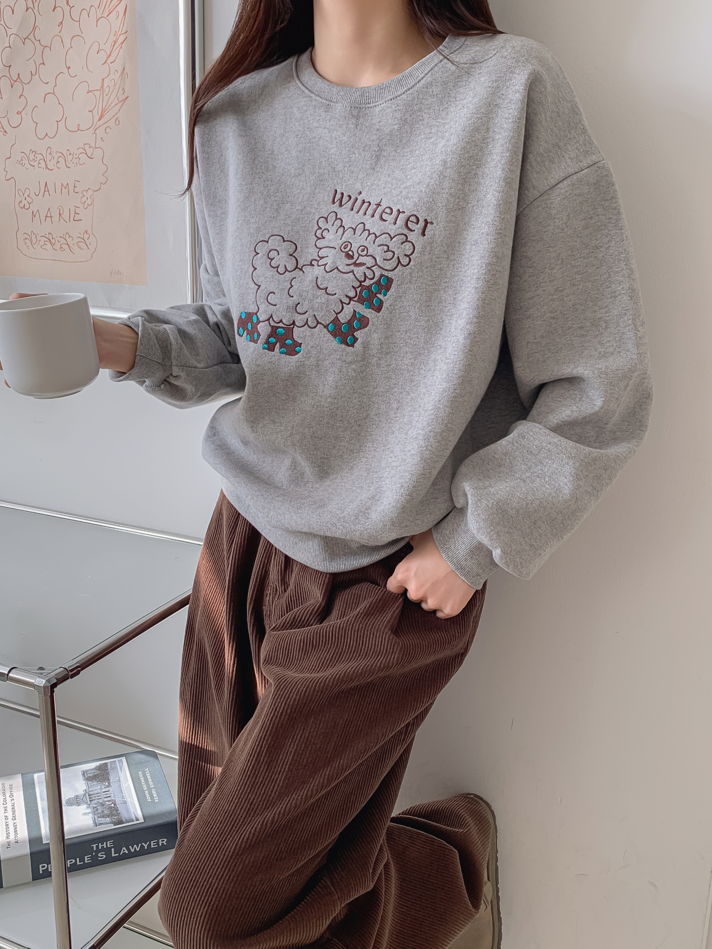 裏起毛ラウンドネック刺繍スウェット | 詳細画像10