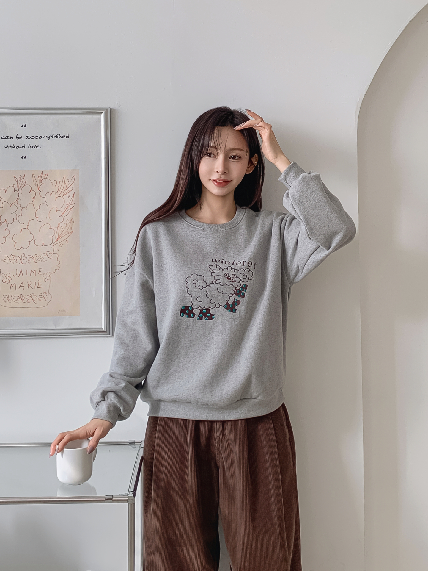 裏起毛ラウンドネック刺繍スウェット | 詳細画像14