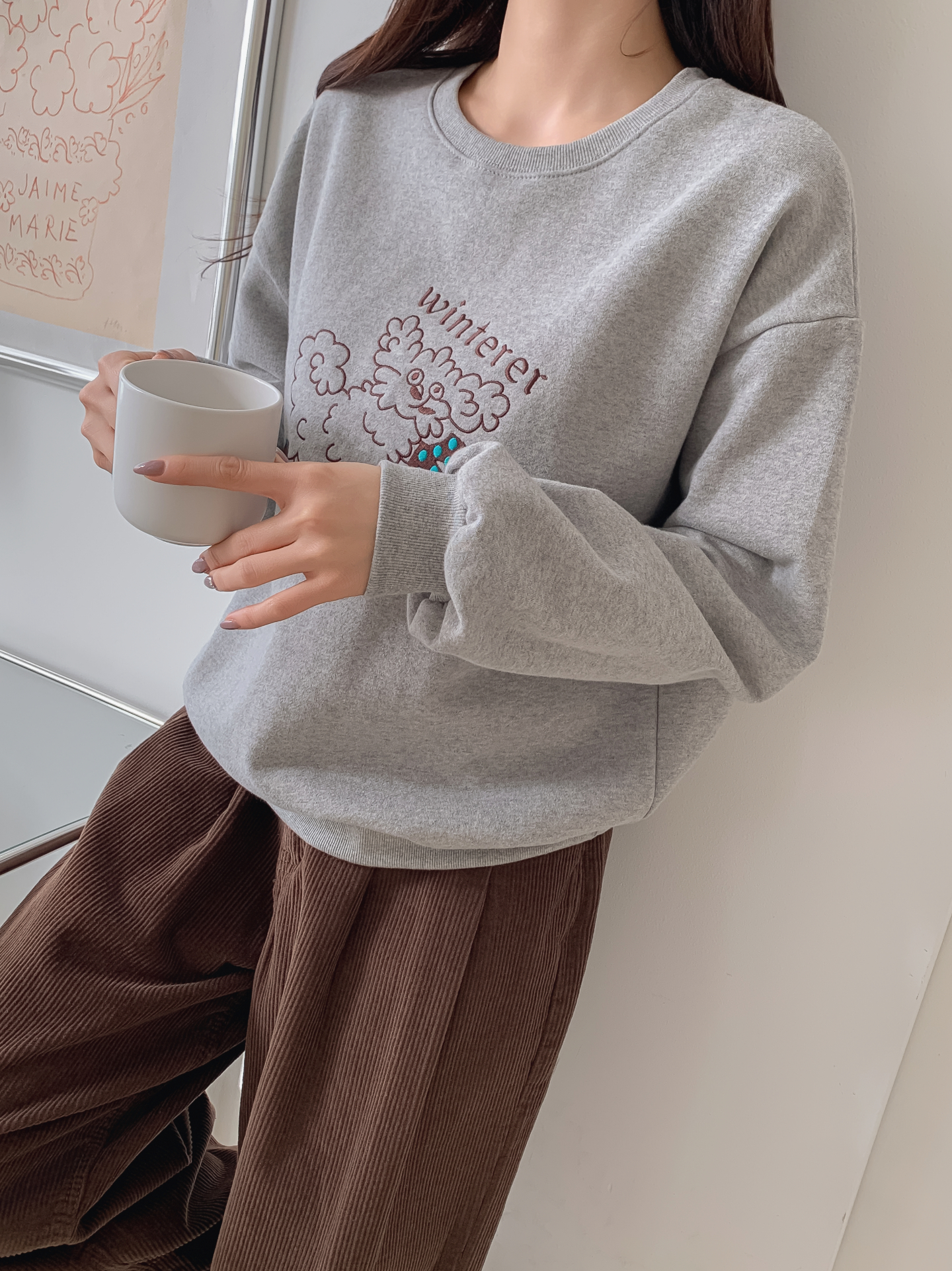 裏起毛ラウンドネック刺繍スウェット | 詳細画像16