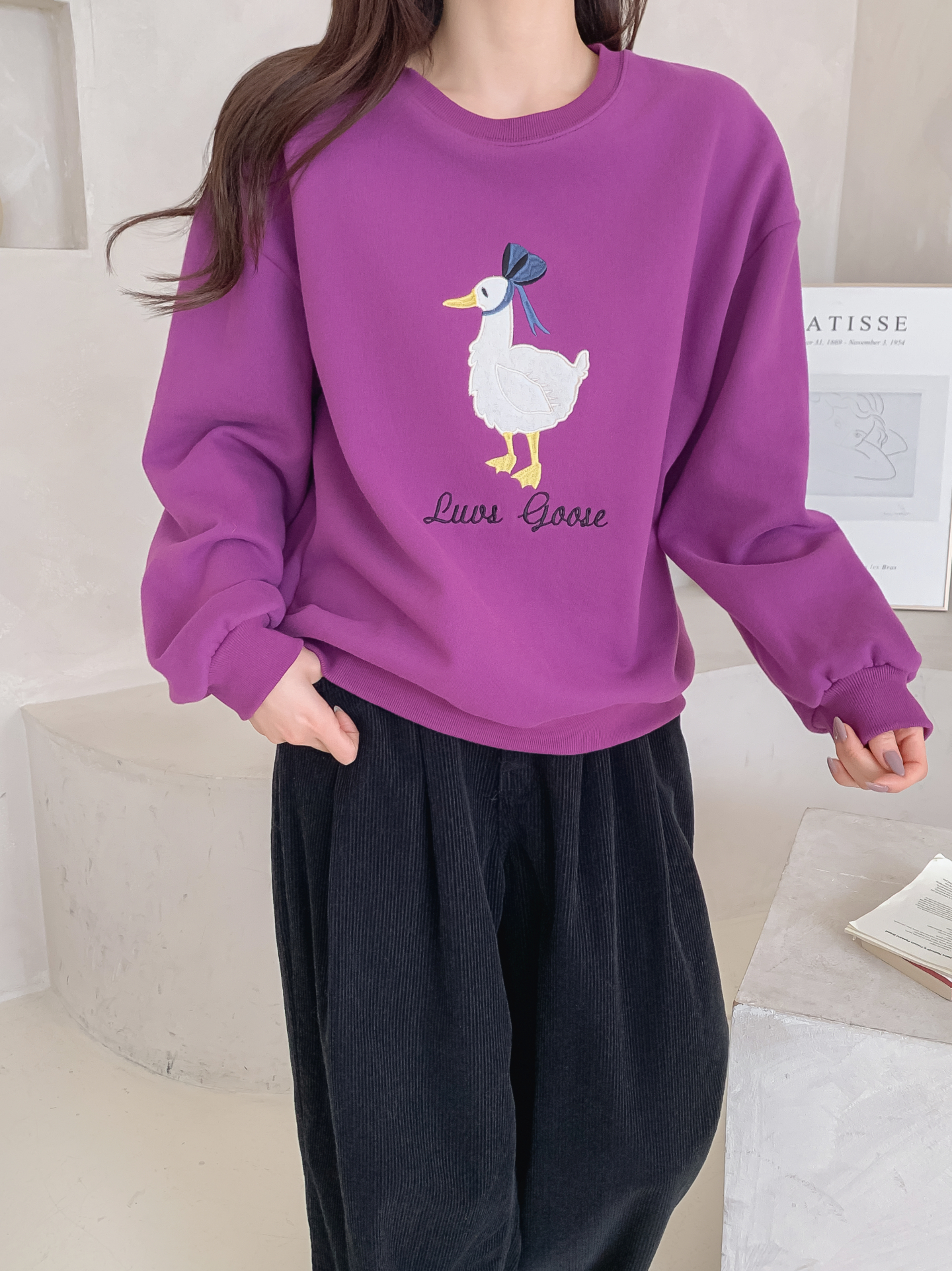 裏起毛ラウンドネック刺繍スウェット | 詳細画像10