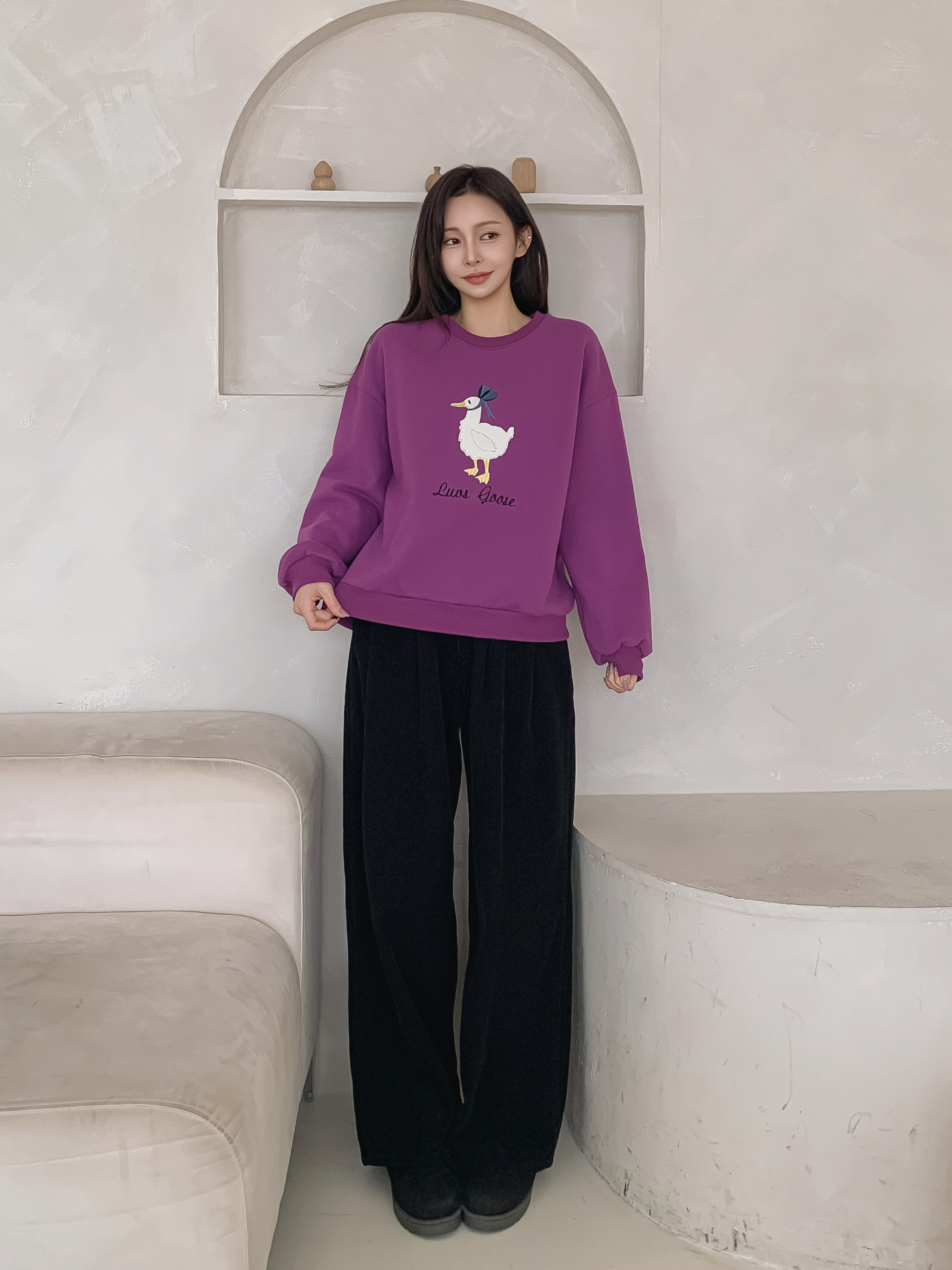 裏起毛ラウンドネック刺繍スウェット | 詳細画像13