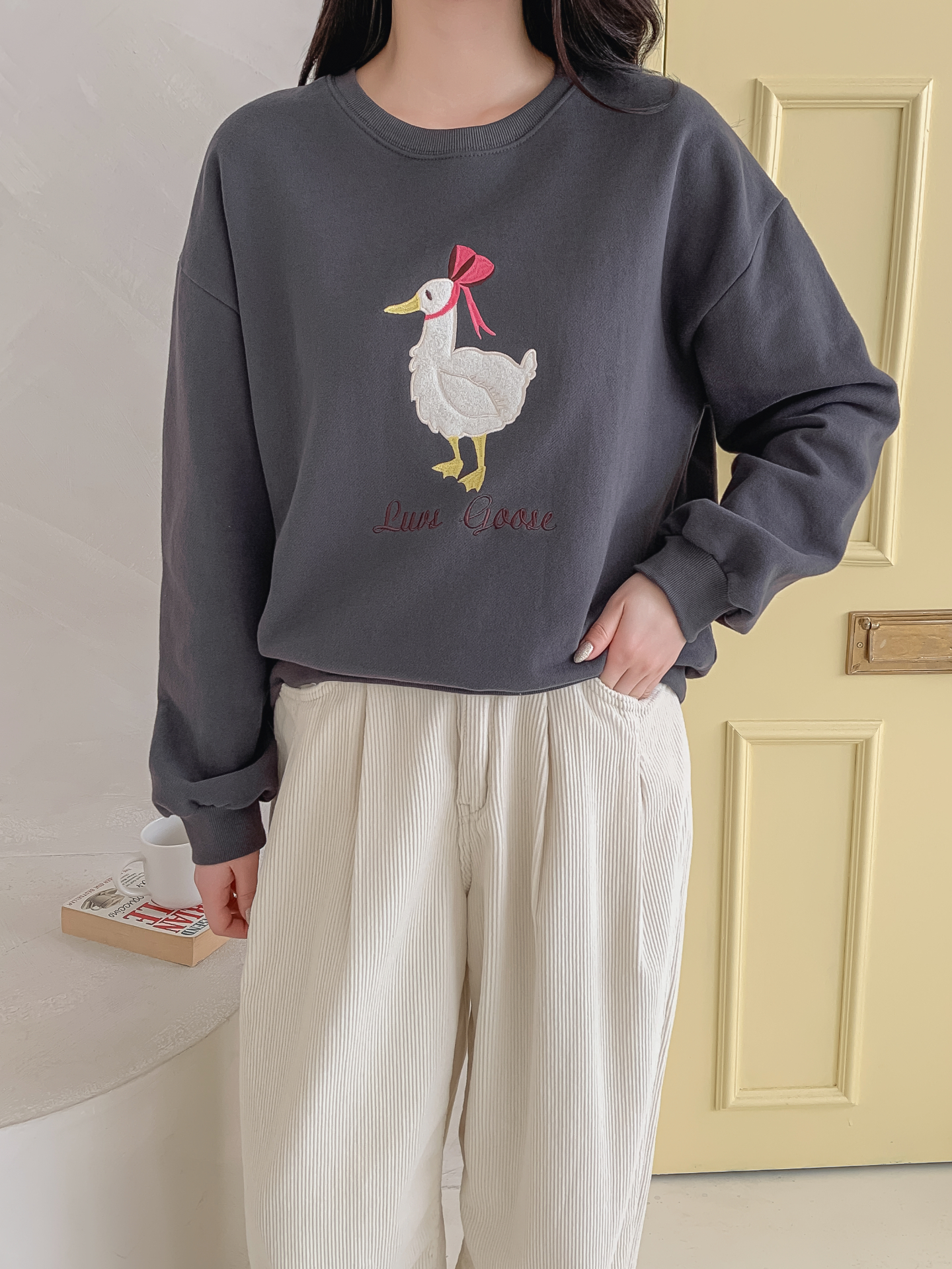 裏起毛ラウンドネック刺繍スウェット | 詳細画像25