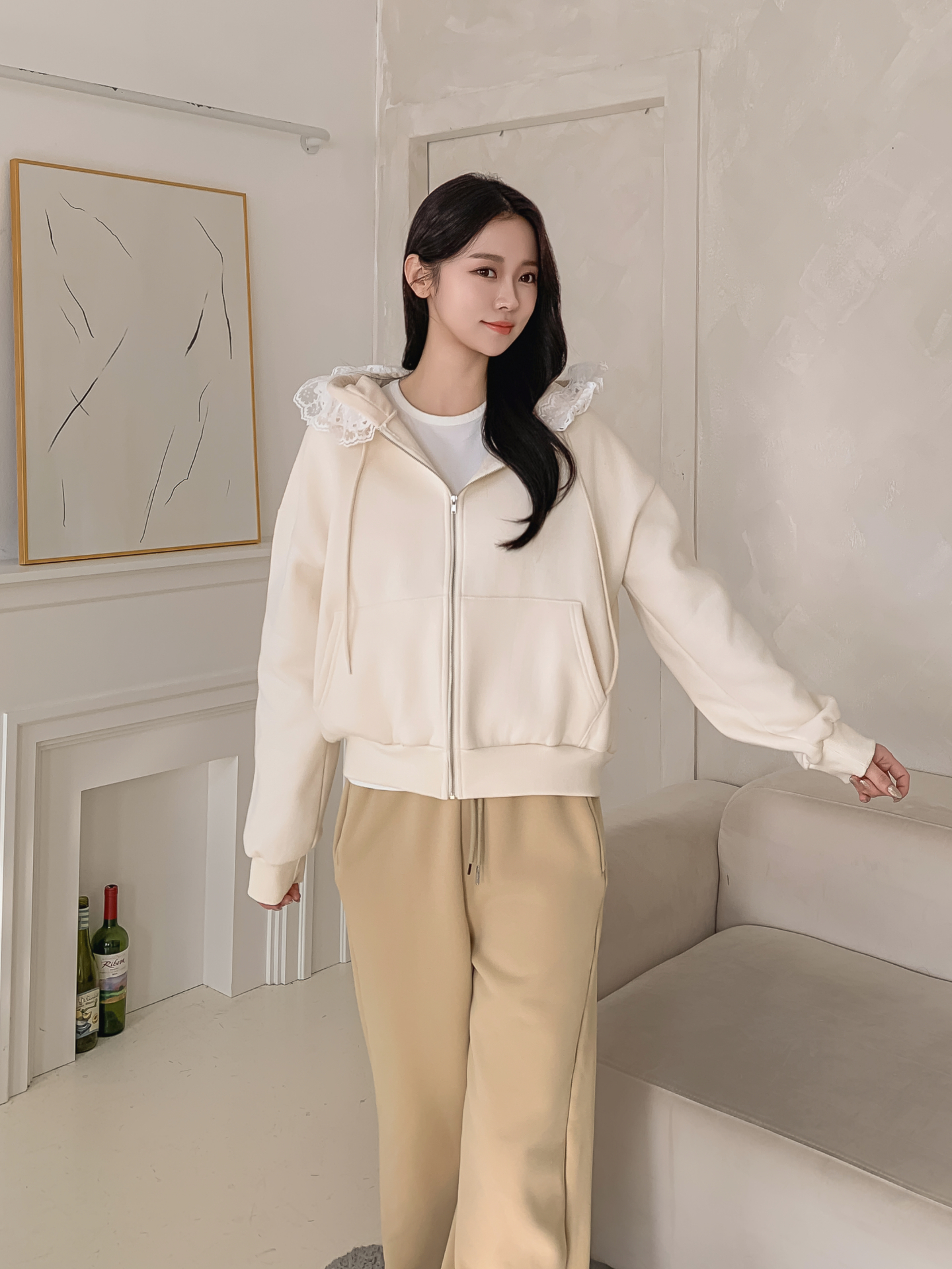 裏起毛フードレースジップパーカー | 詳細画像2