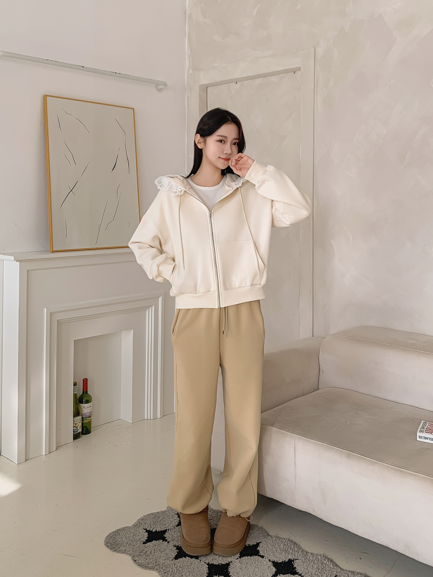 裏起毛フードレースジップパーカー | 詳細画像7