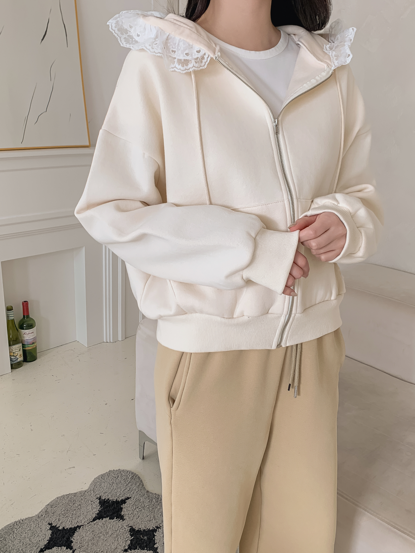 裏起毛フードレースジップパーカー | 詳細画像8