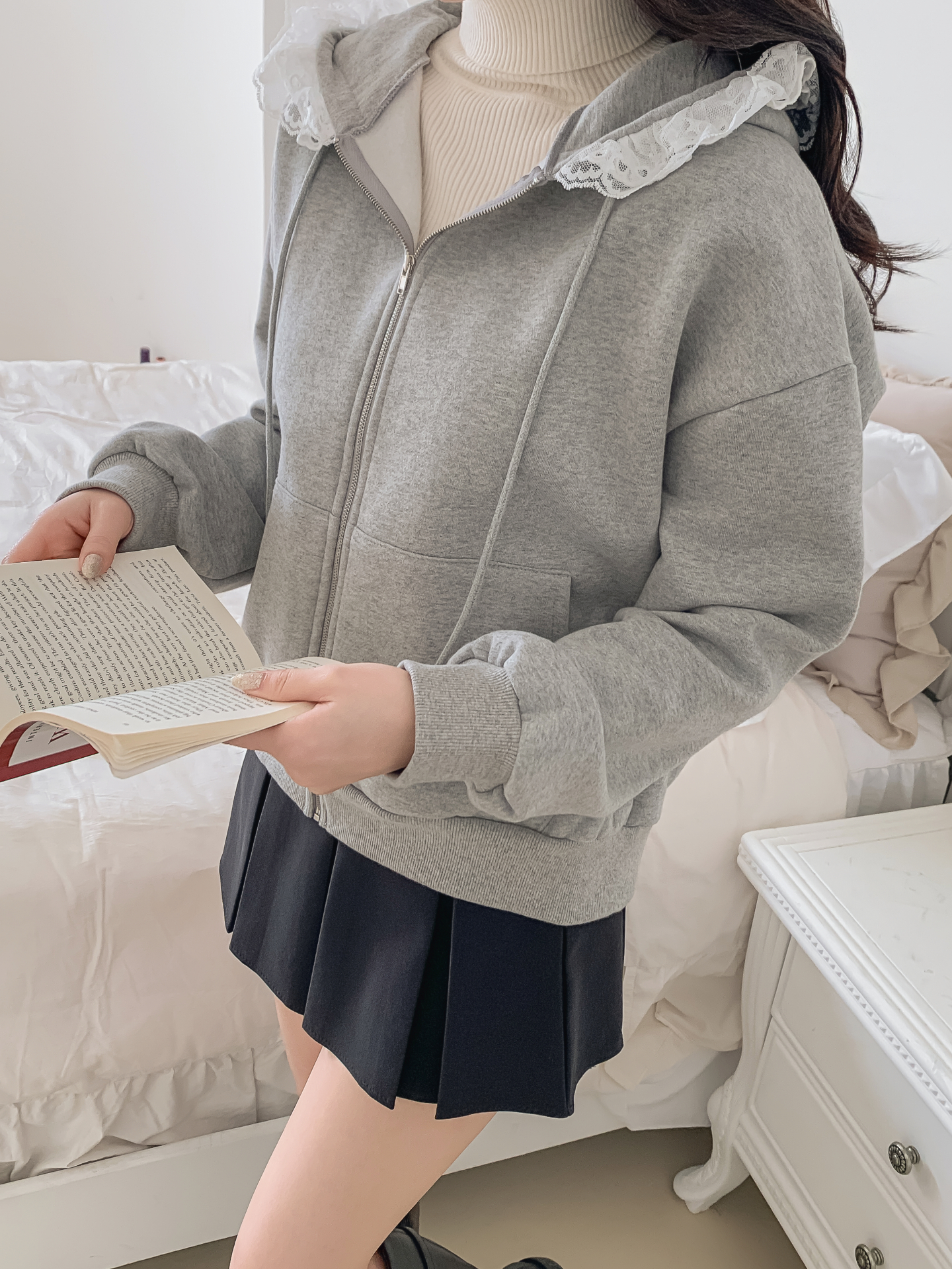 裏起毛フードレースジップパーカー | 詳細画像24