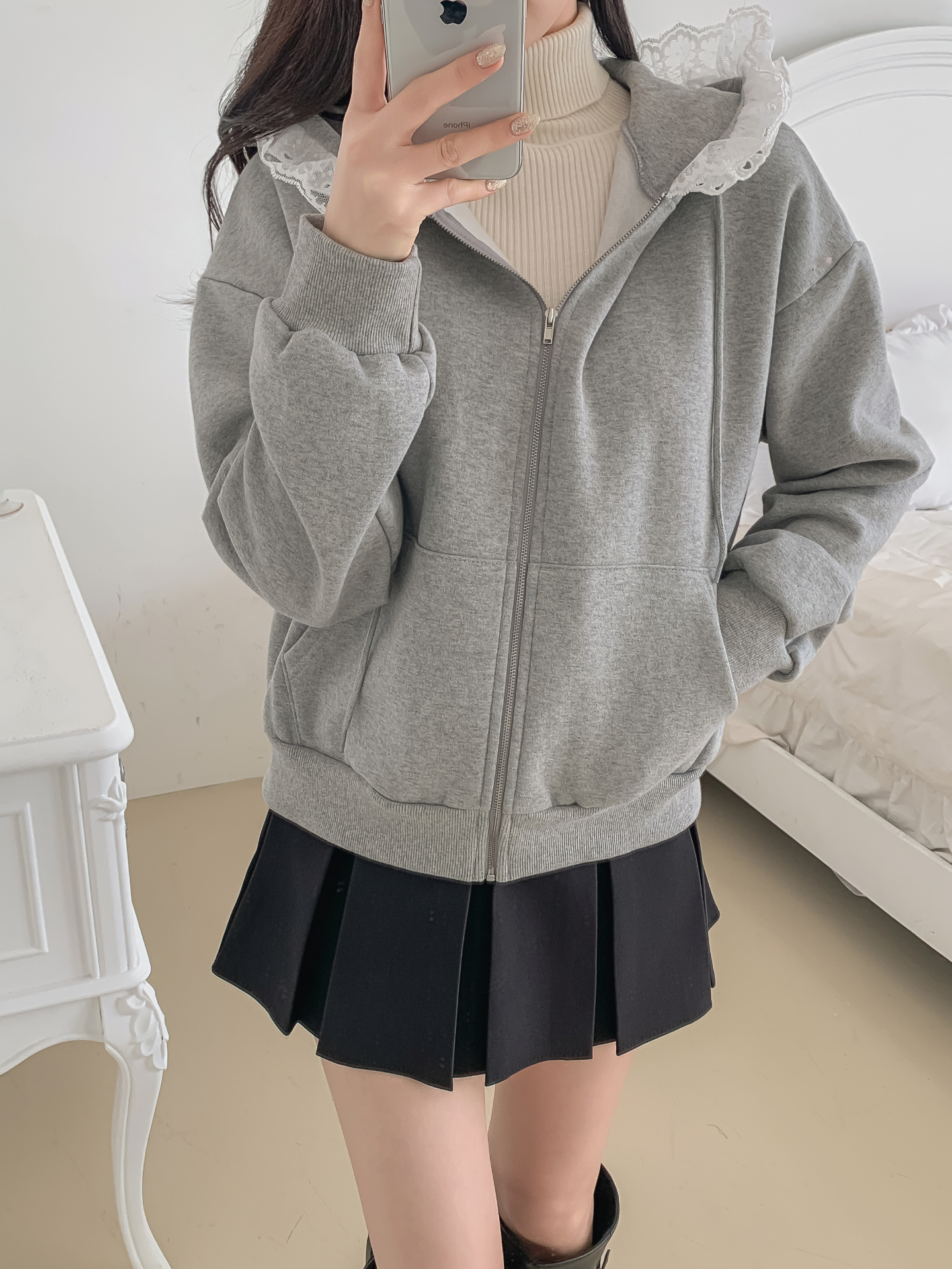 裏起毛フードレースジップパーカー | 詳細画像34