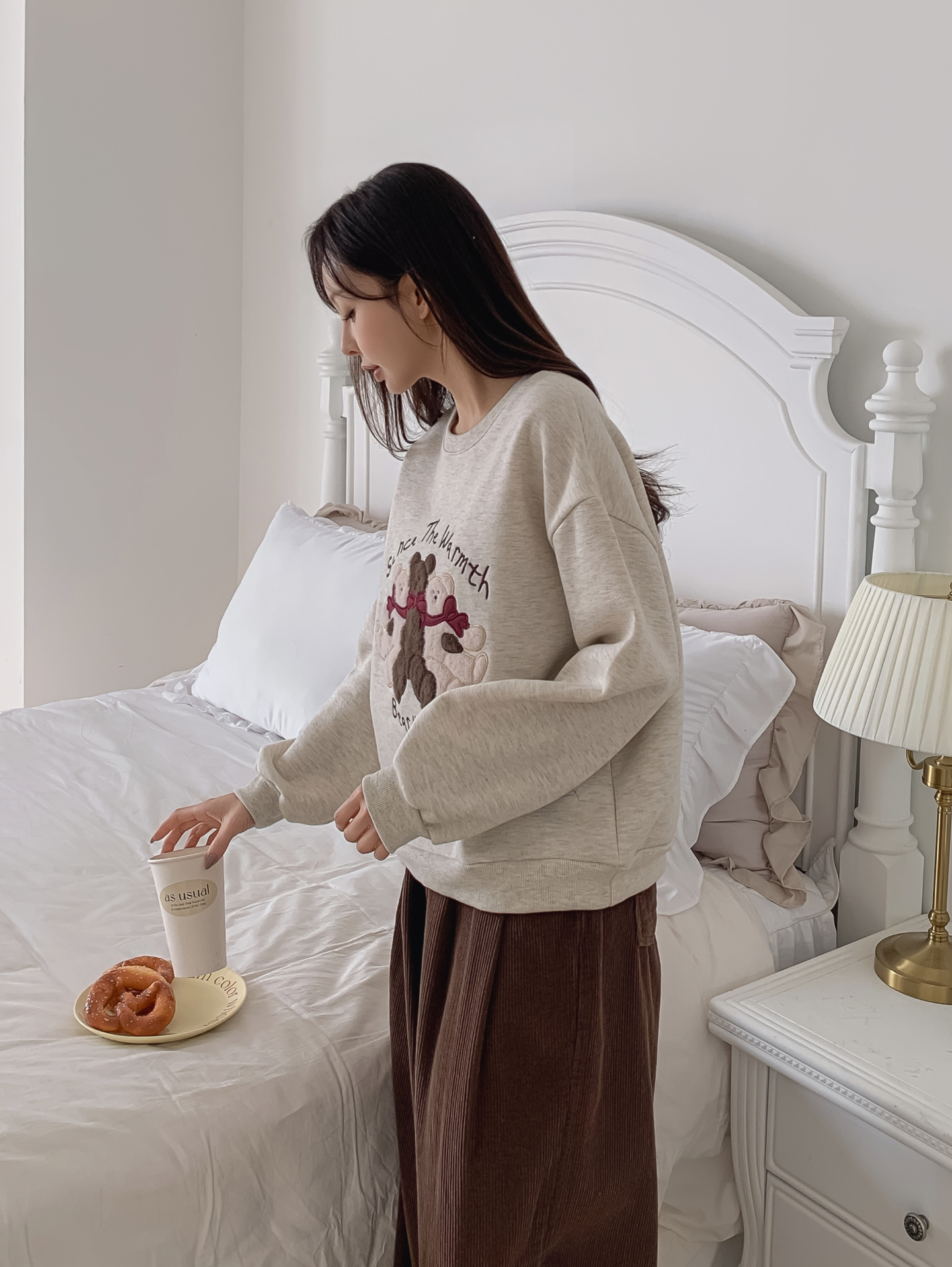 裏起毛ラウンドネックレタリング刺繍スウェット | 詳細画像3