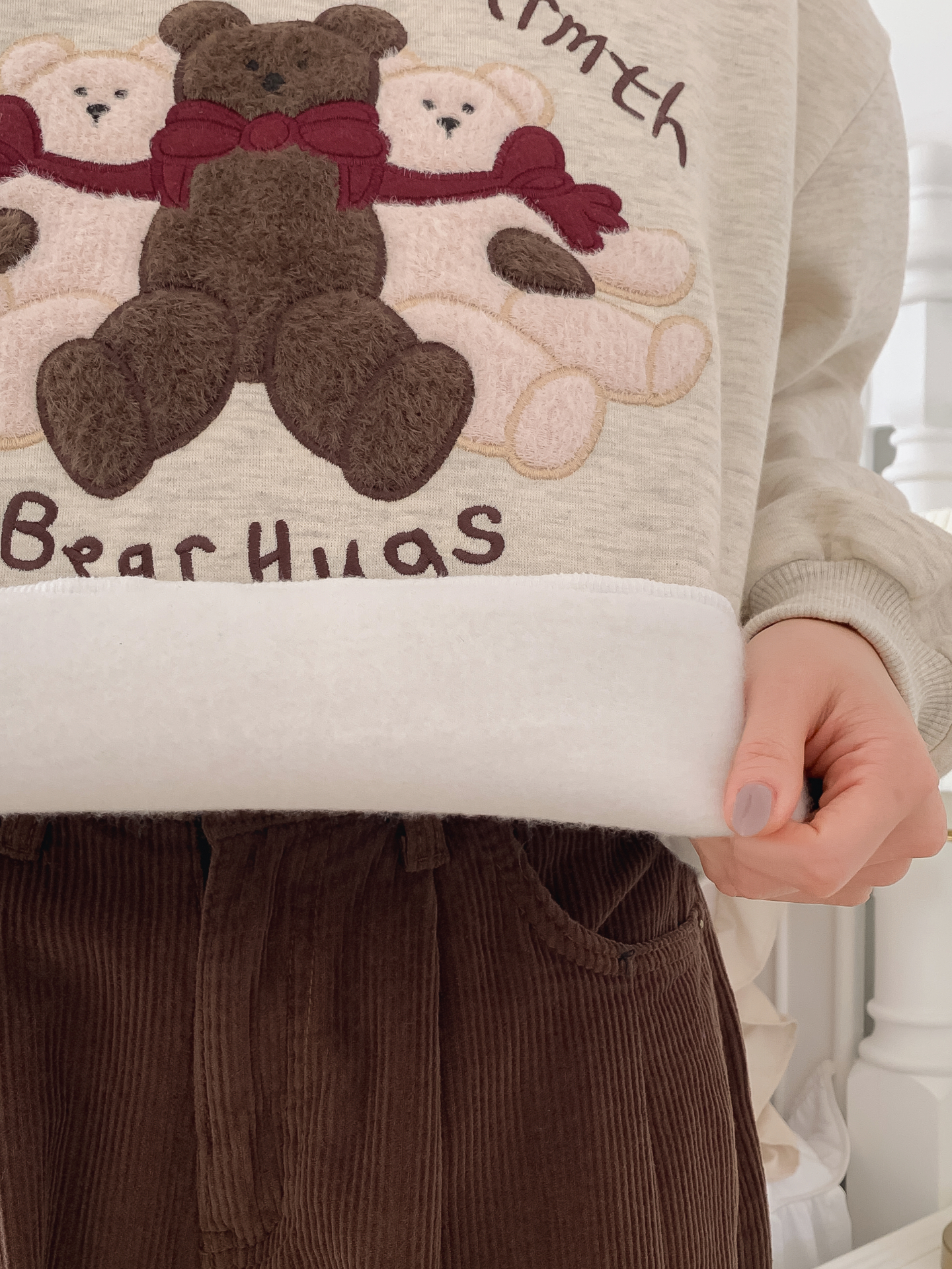 裏起毛ラウンドネックレタリング刺繍スウェット | 詳細画像10