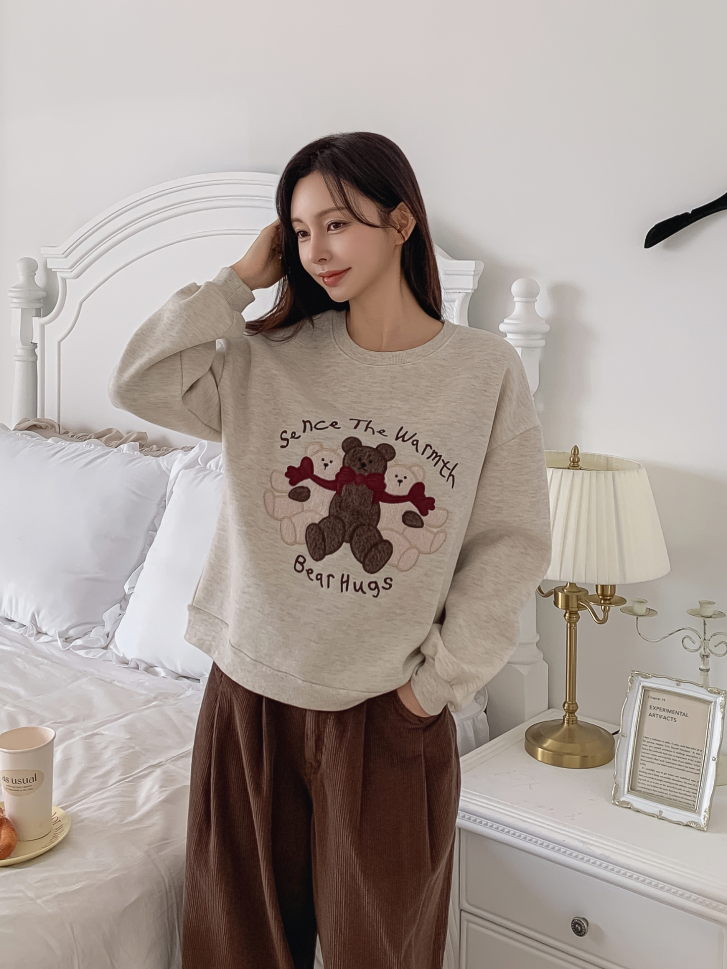 裏起毛ラウンドネックレタリング刺繍スウェット | 詳細画像2