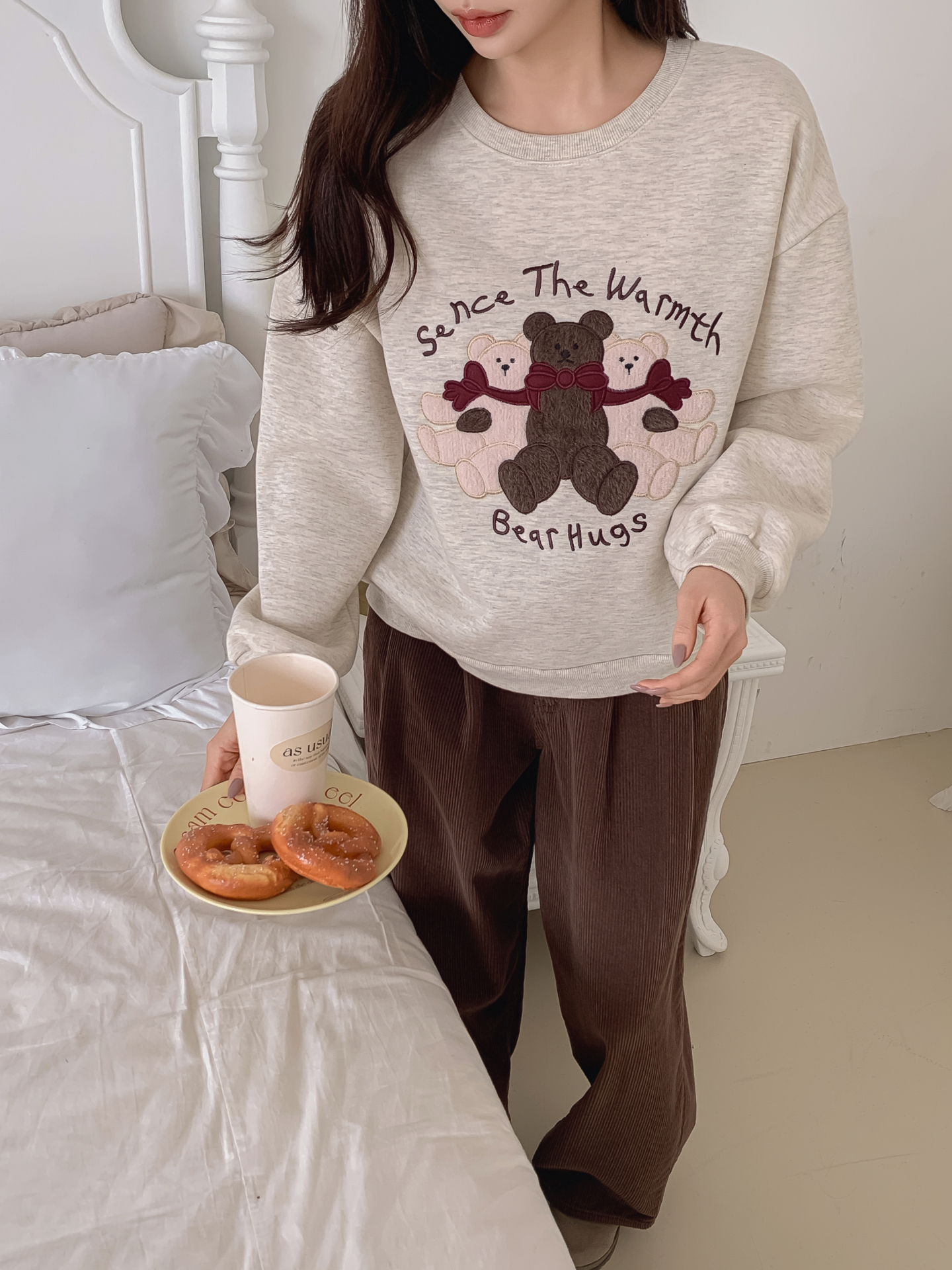 裏起毛ラウンドネックレタリング刺繍スウェット | 詳細画像11