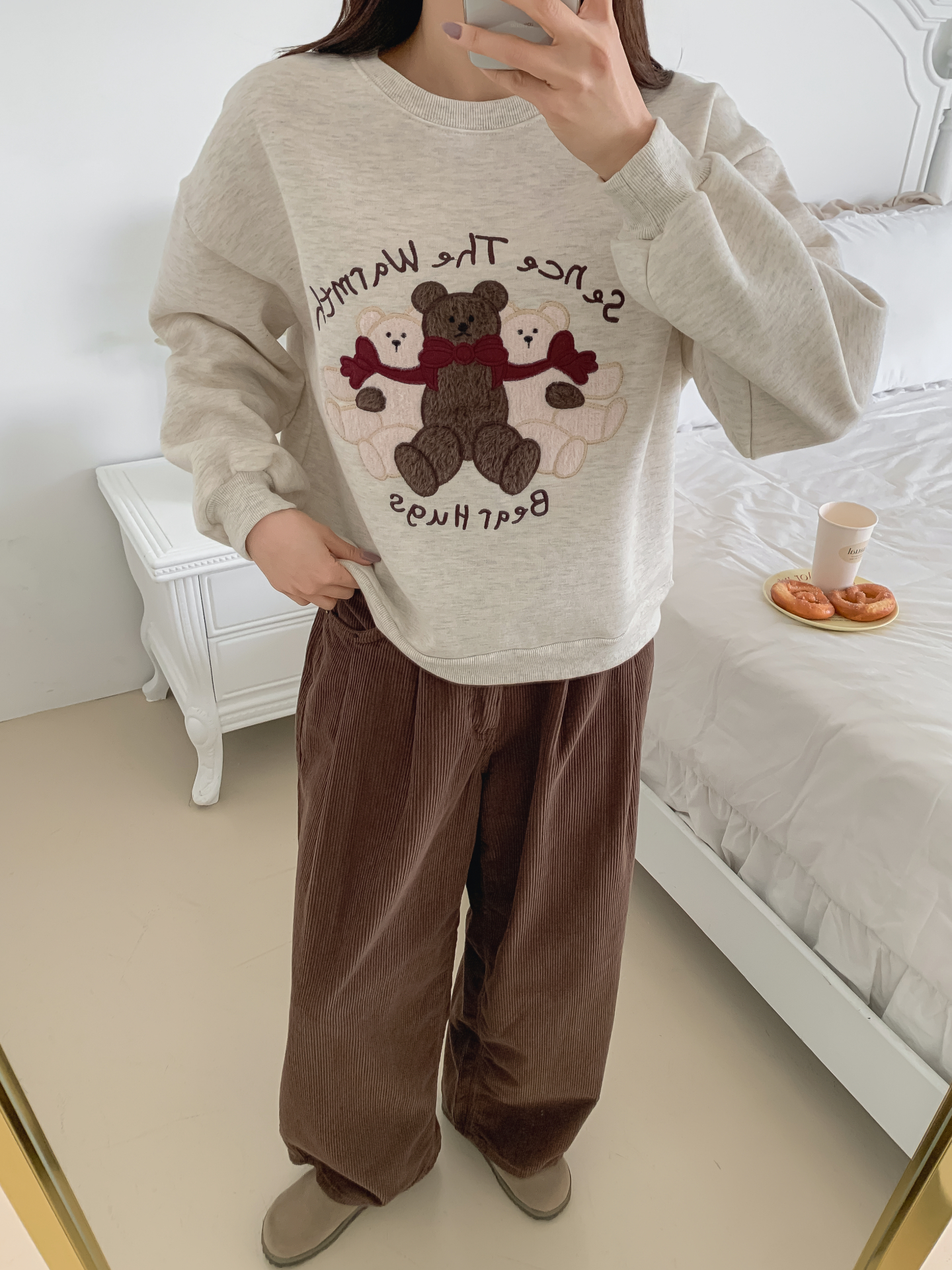 裏起毛ラウンドネックレタリング刺繍スウェット | 詳細画像16