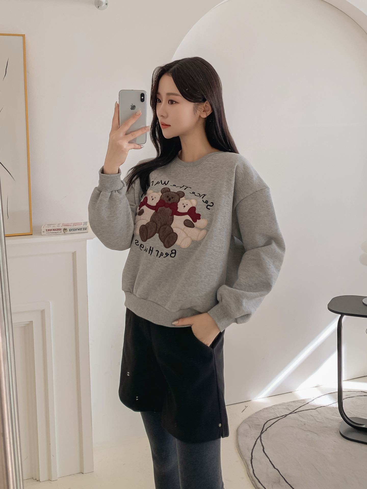 裏起毛ラウンドネックレタリング刺繍スウェット | 詳細画像28