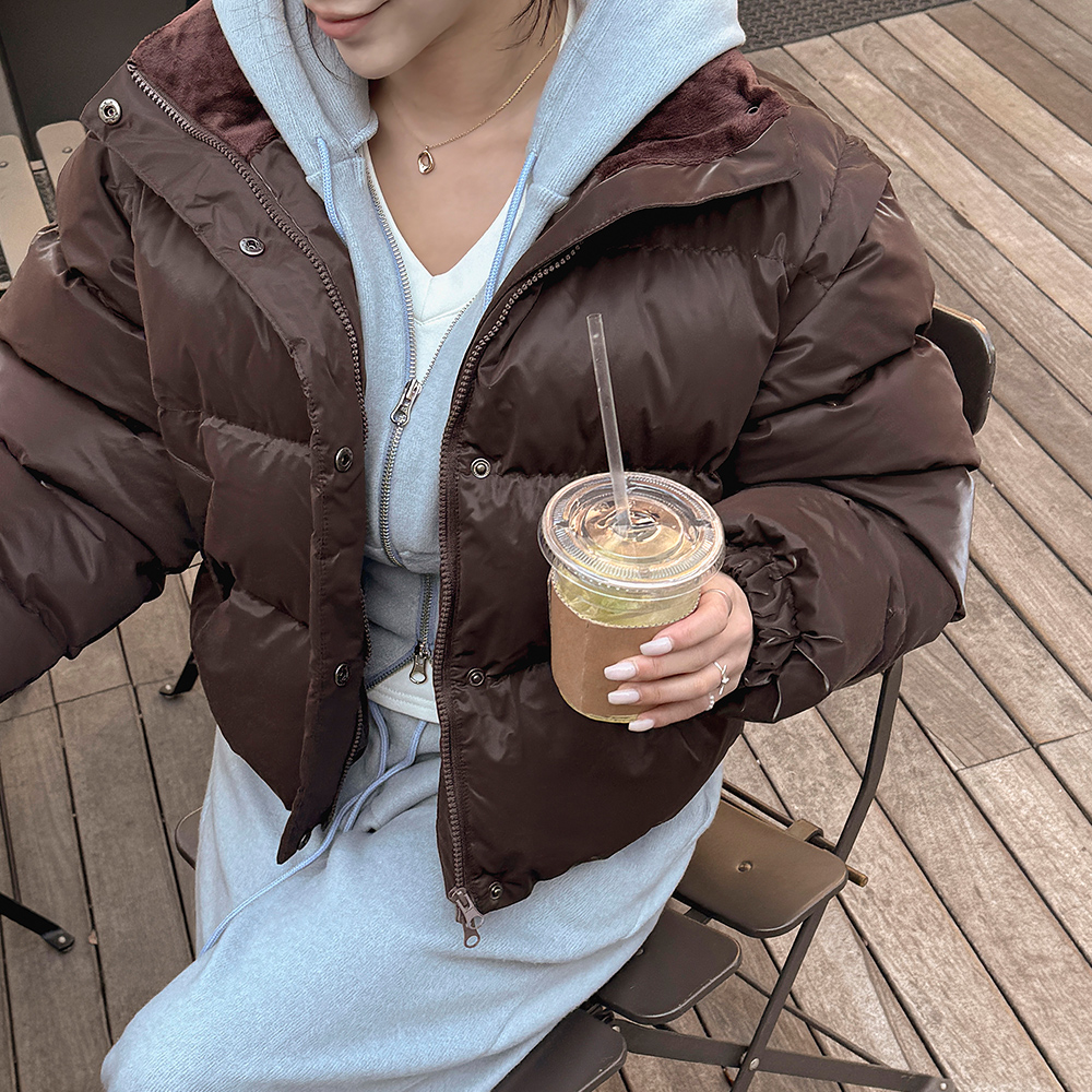 ハイネックグロスクロップドウォータープルーフ/防水ダウンジャケット