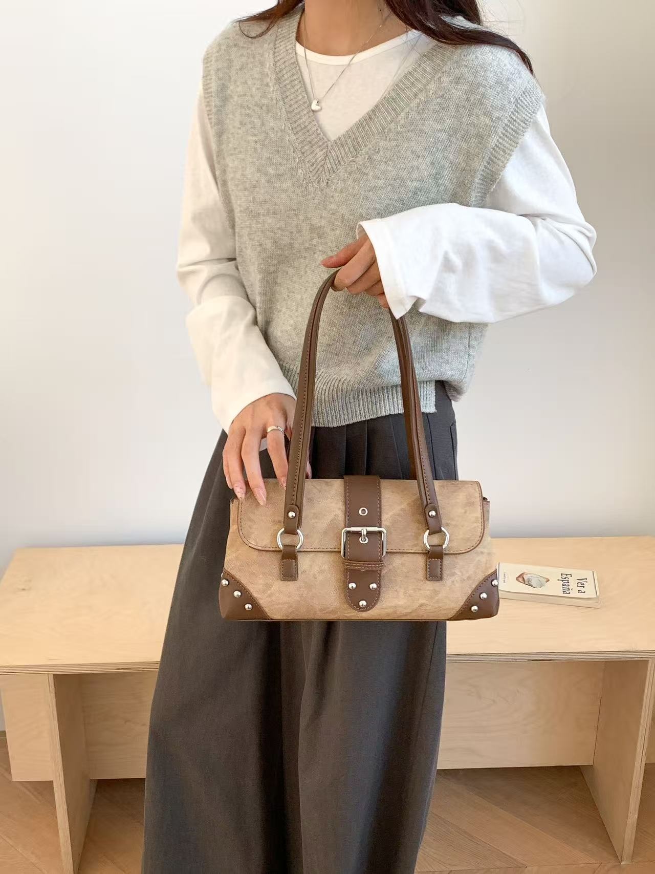 レザー調トートバッグショルダーバッグ | 詳細画像5