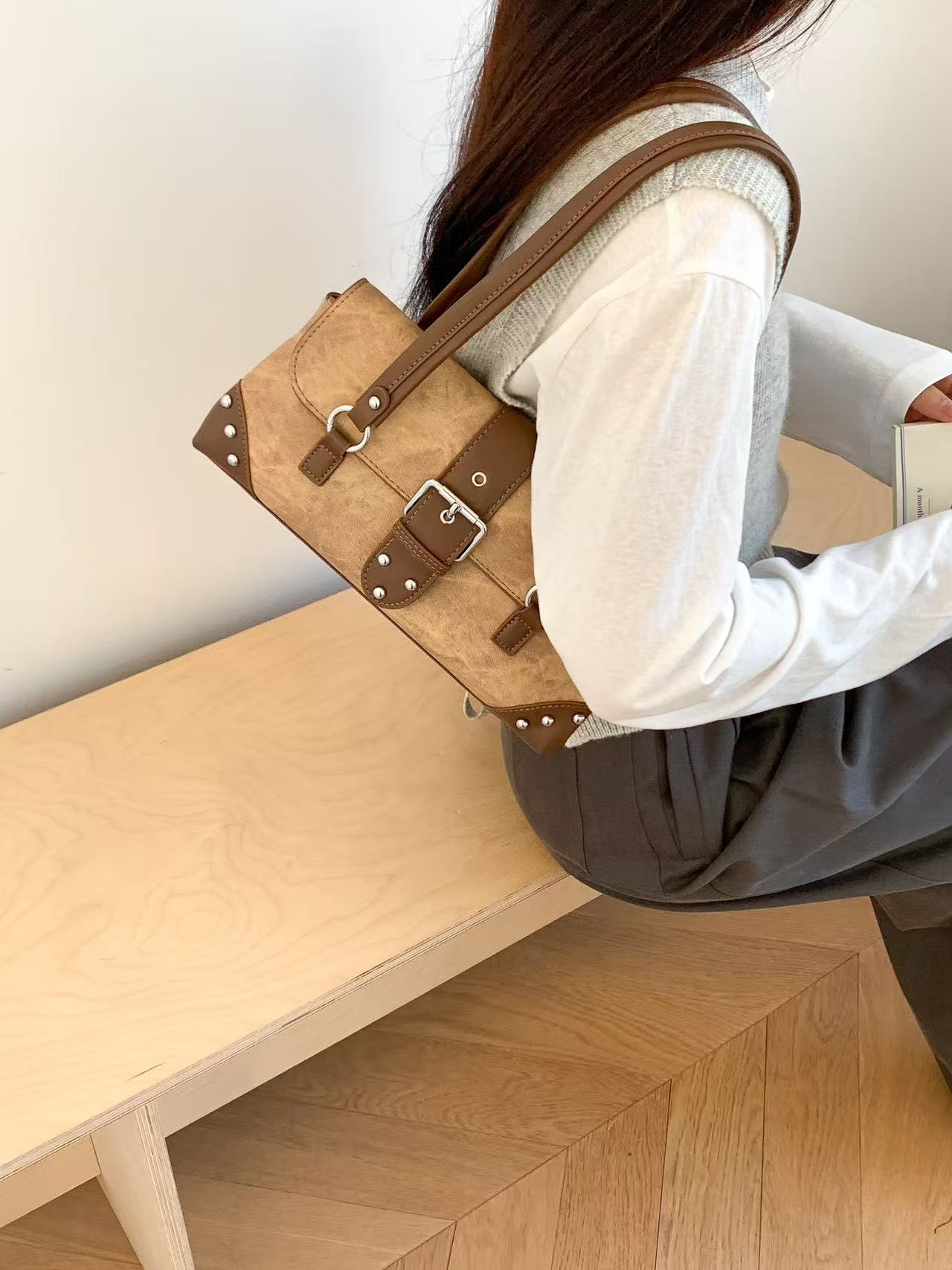 レザー調トートバッグショルダーバッグ | 詳細画像15