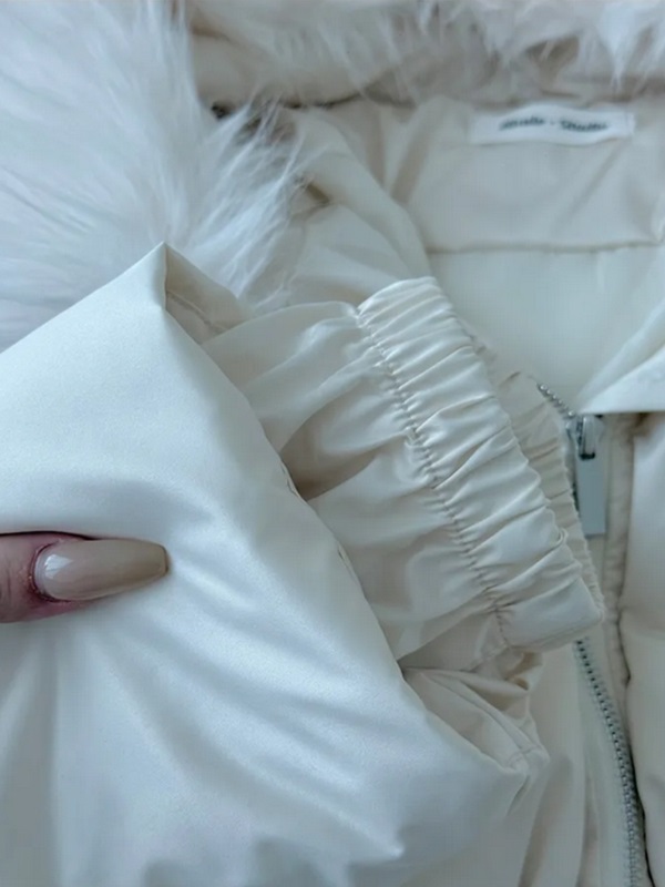 グースダウンジップアップドローストリングポケットショート長袖ダウンジャケット | 詳細画像7