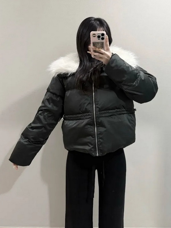 グースダウンジップアップドローストリングポケットショート長袖ダウンジャケット | 詳細画像6